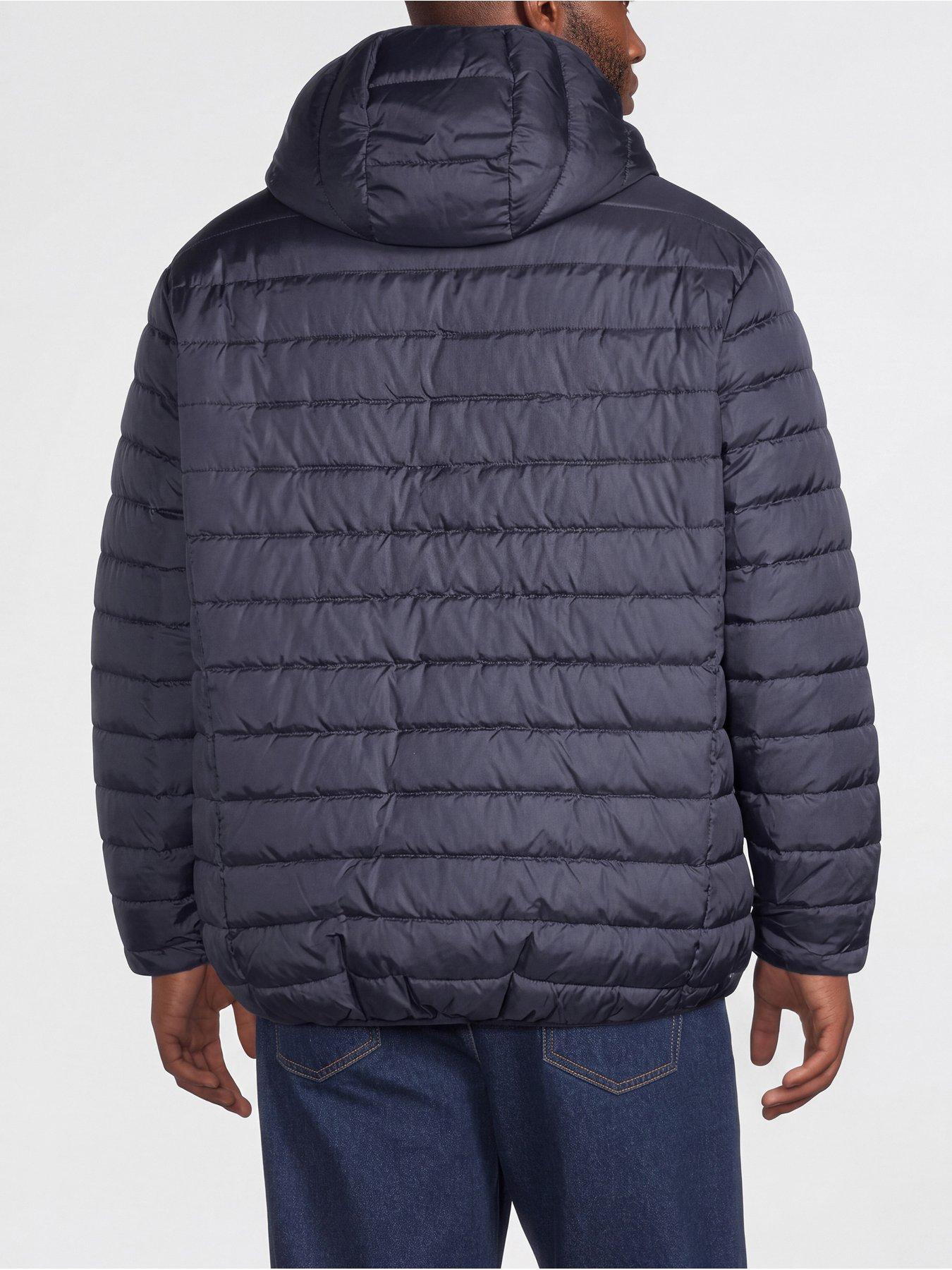 Image 2 of 5 of Jack & Jones Mens Big &amp; Tall Hooded Lightweight Puffer Jacket - Navy Blazer