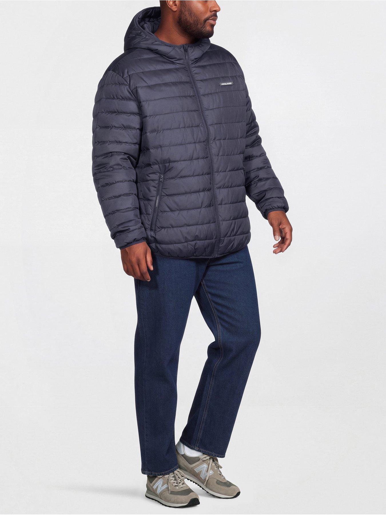 Image 3 of 5 of Jack & Jones Mens Big &amp; Tall Hooded Lightweight Puffer Jacket - Navy Blazer