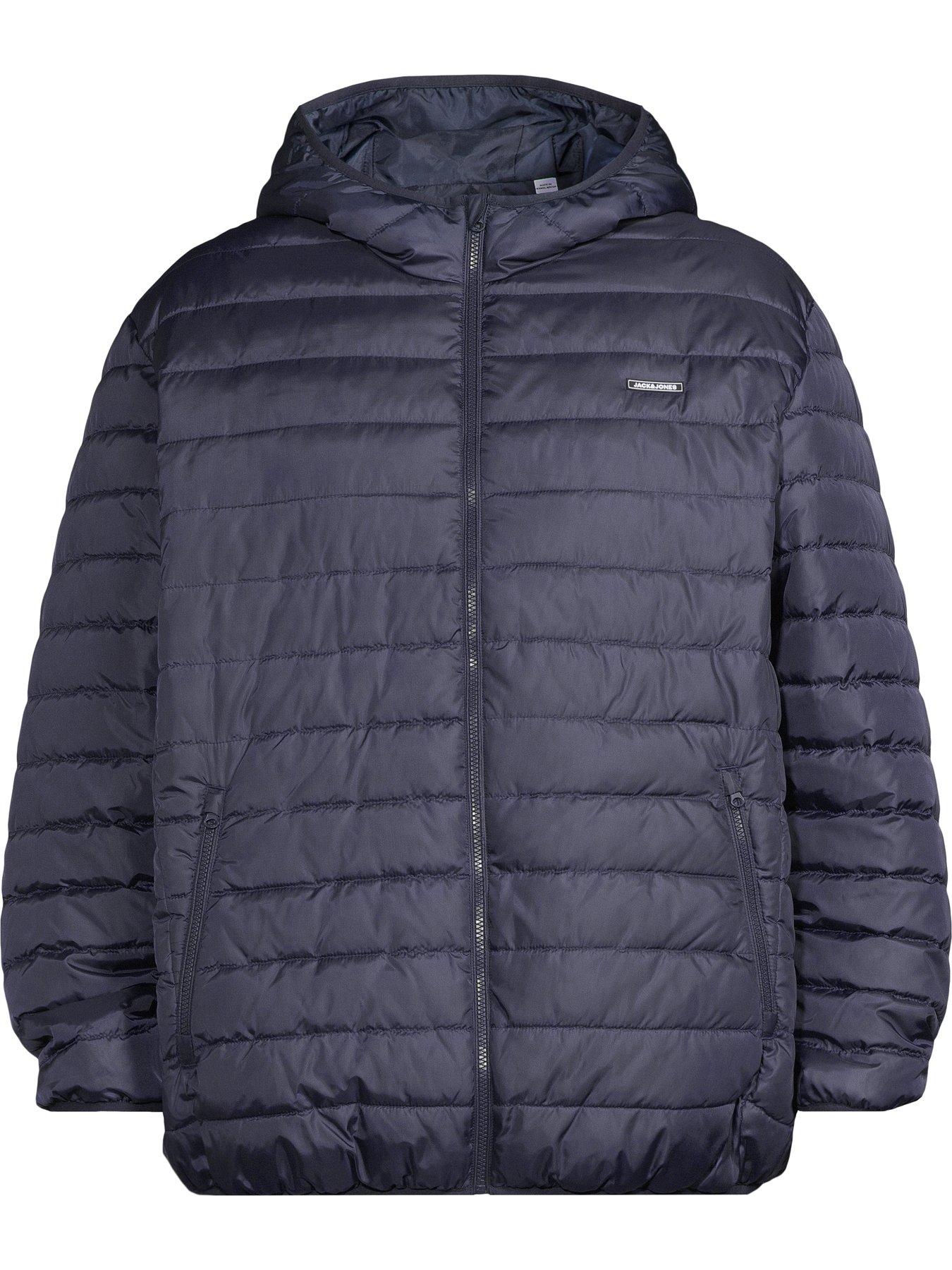 Image 5 of 5 of Jack & Jones Mens Big &amp; Tall Hooded Lightweight Puffer Jacket - Navy Blazer