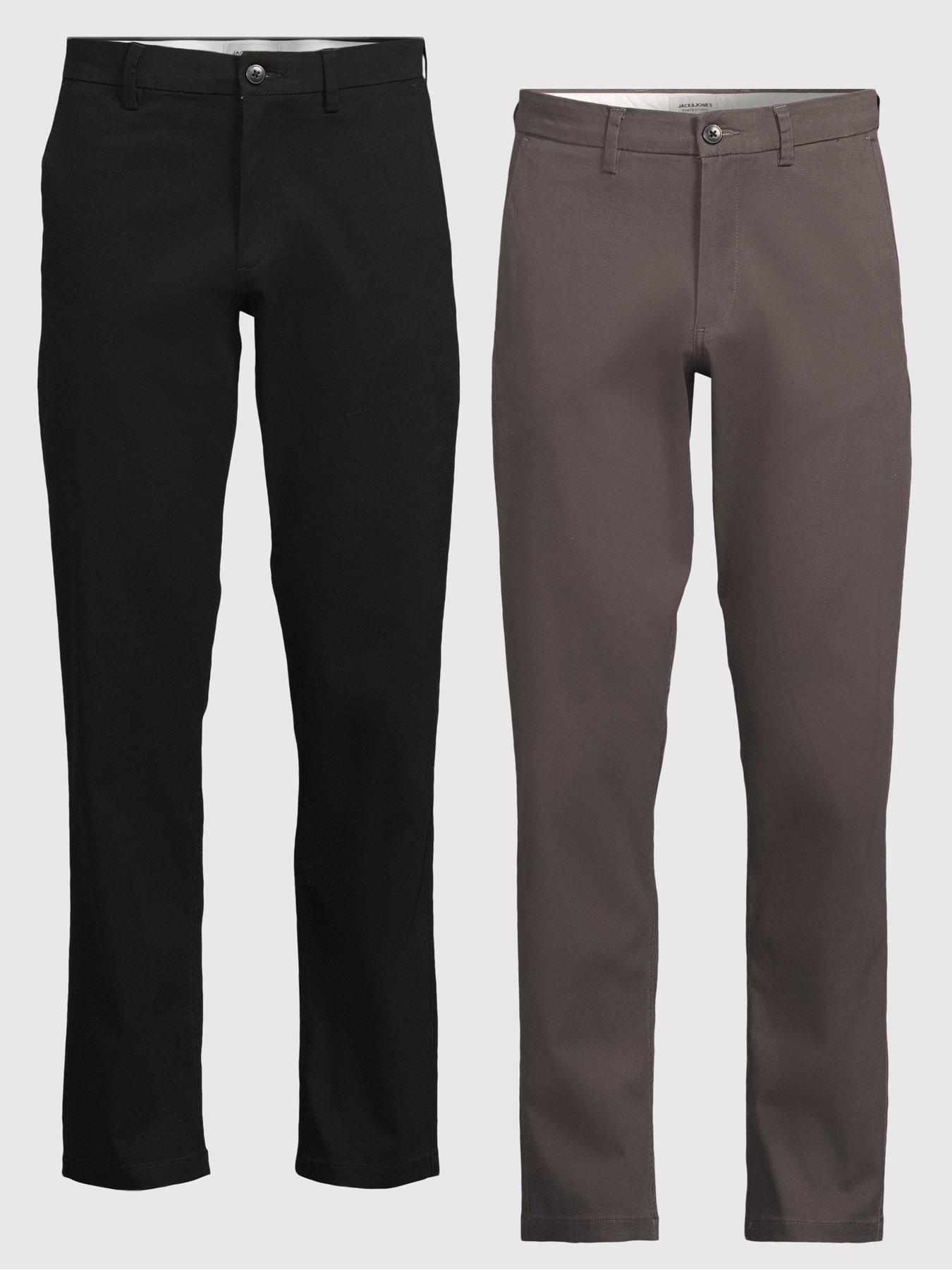 Jack & Jones Men's Kane Pack of 2 Slim Fit Chino Trousers - Black/Grey