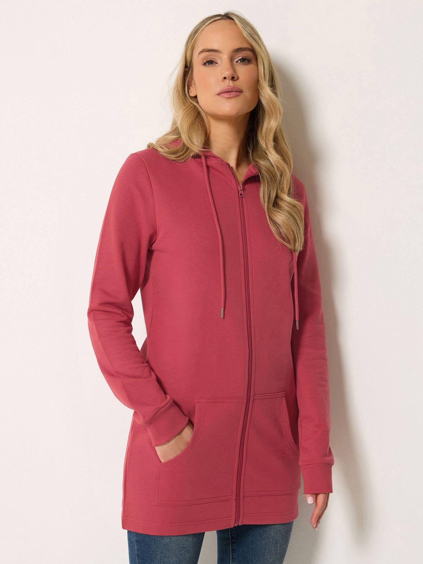 Long Tall Sally Longline Zip Through Hoodie - Red