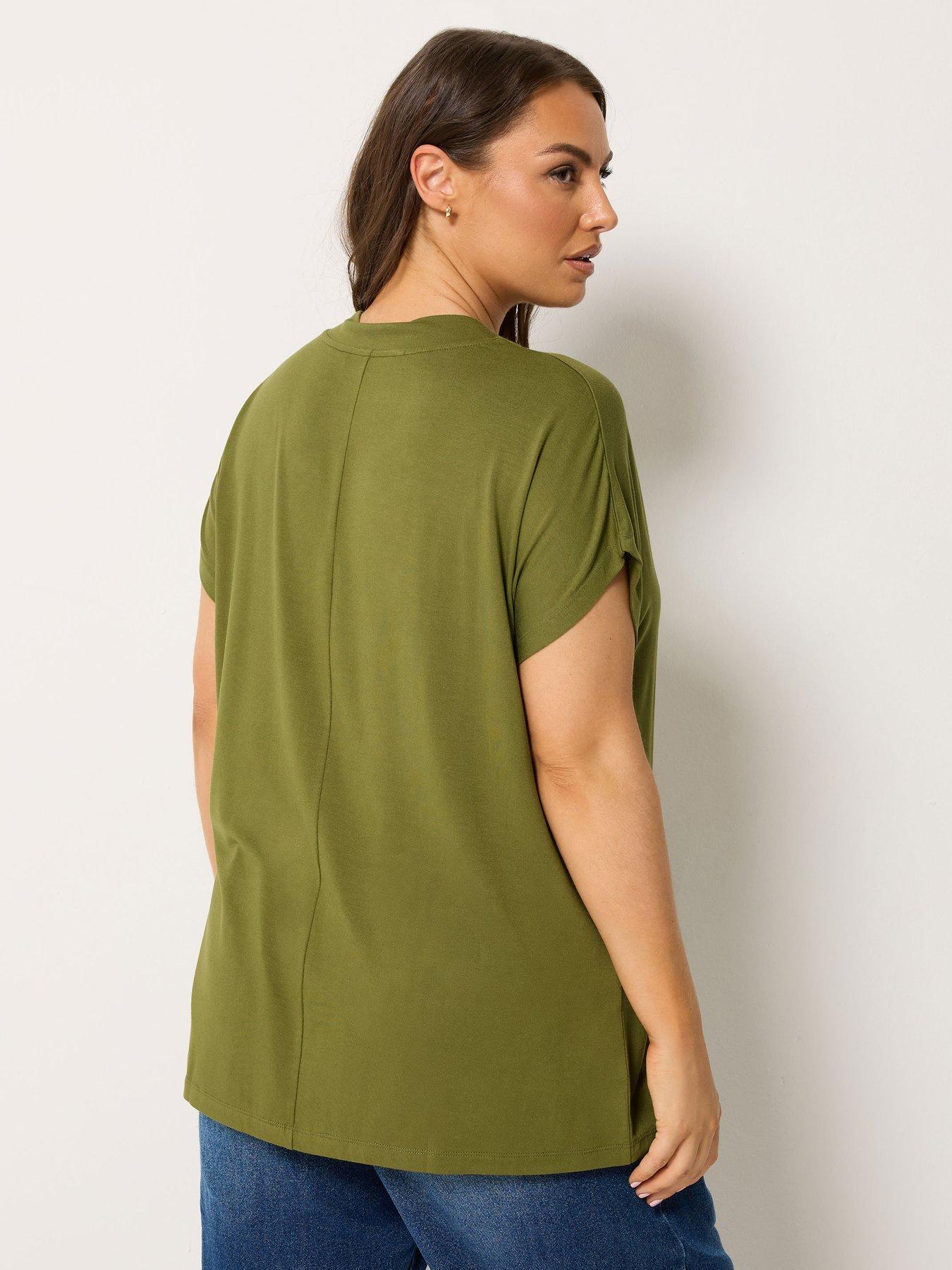 Image 2 of 5 of Yours Curve Wide V-neck T-shirt