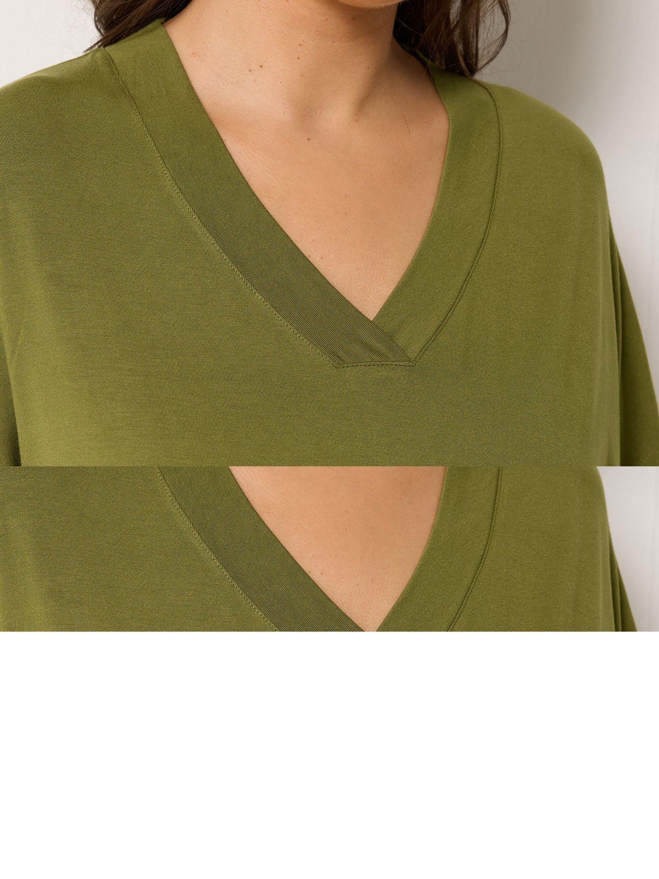 Image 4 of 5 of Yours Curve Wide V-neck T-shirt