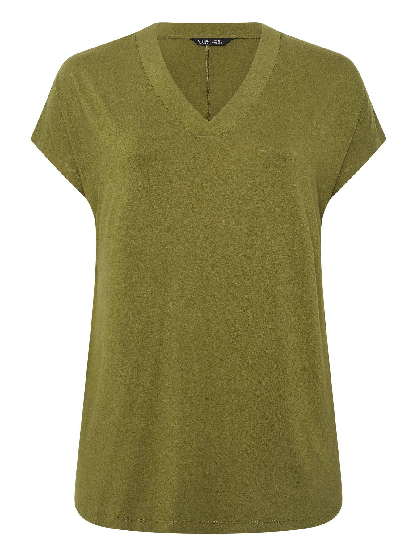 Image 5 of 5 of Yours Curve Wide V-neck T-shirt