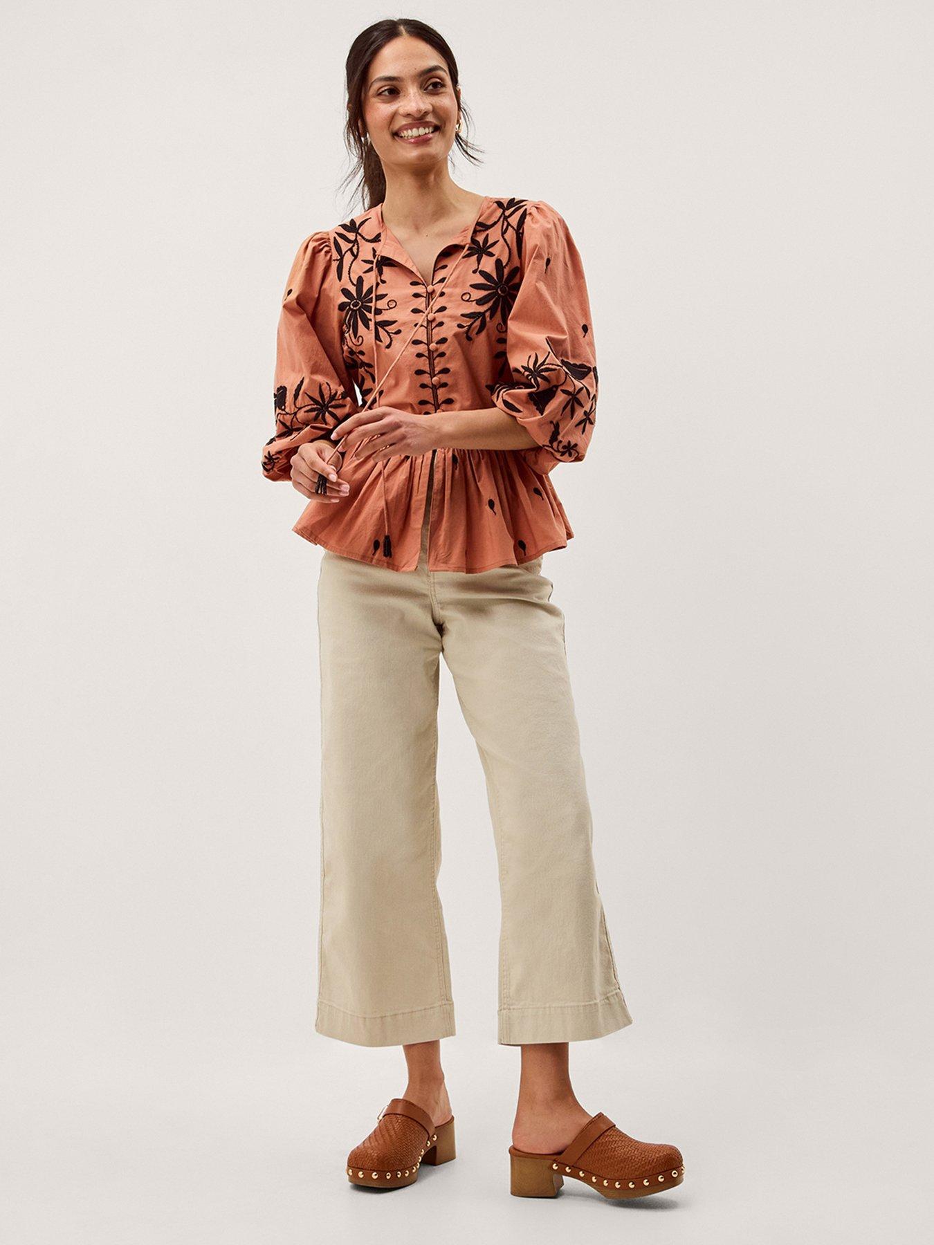 Image 1 of 6 of Monsoon Freya Emb Button Top