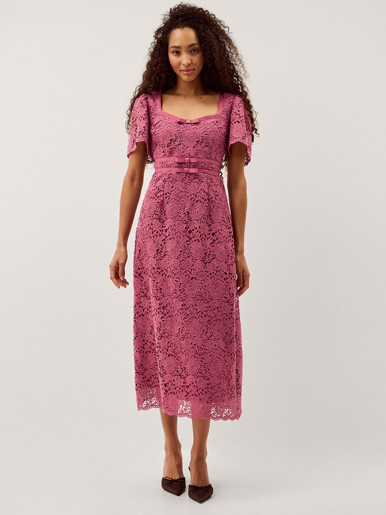 Monsoon Regina Lace Dress - Pink