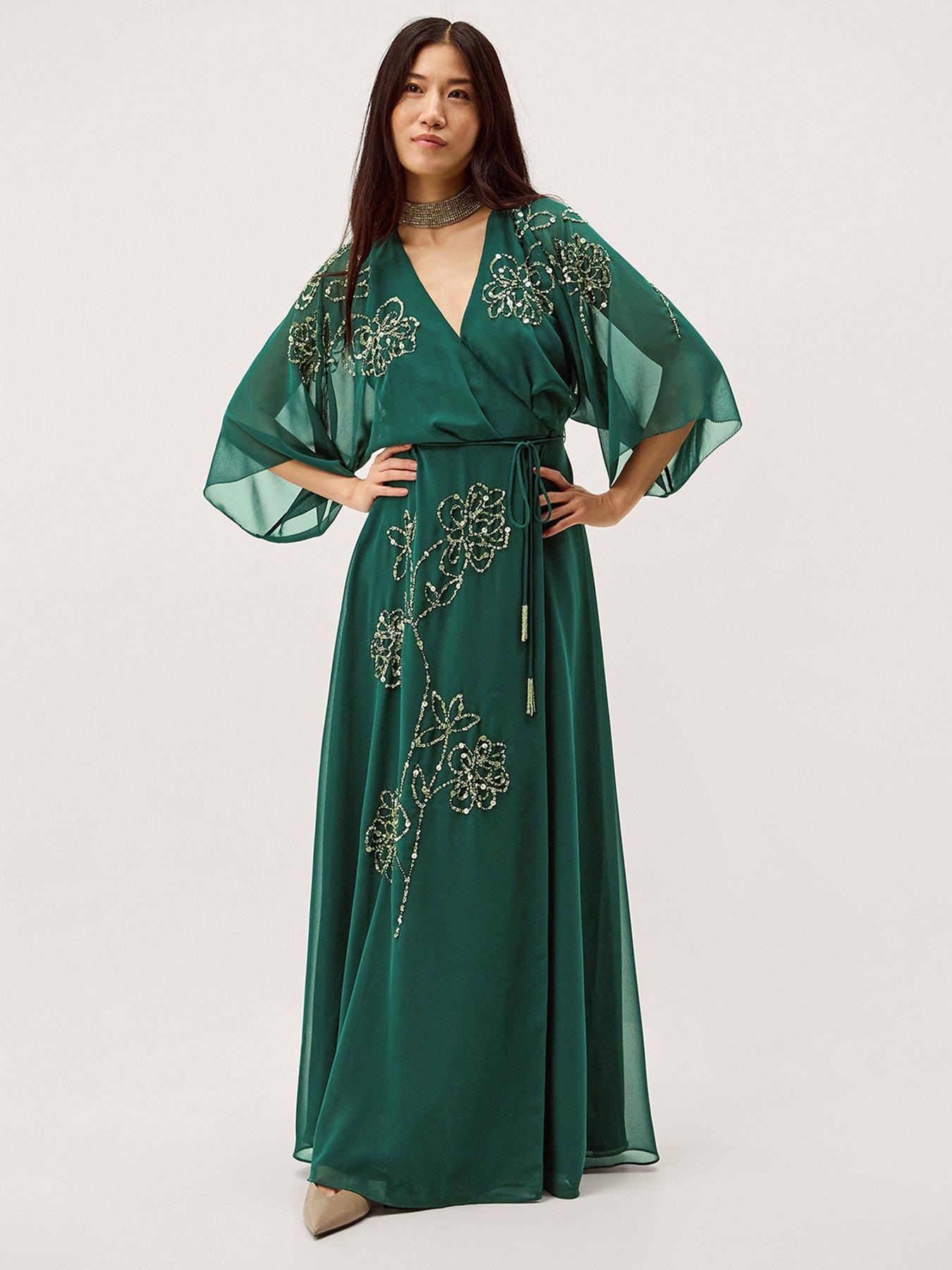  image of monsoon-skyla-wrap-dress-green