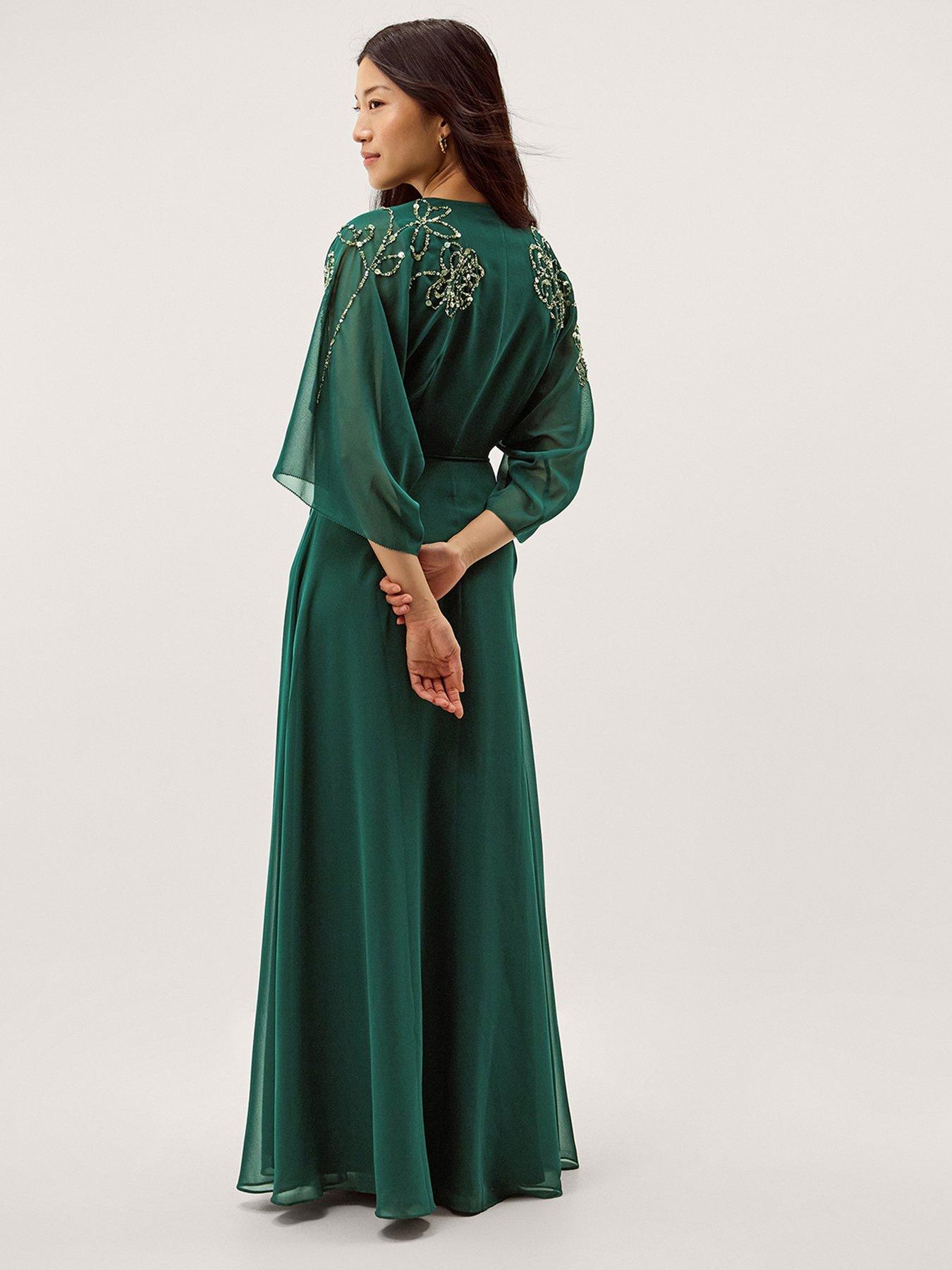  image of monsoon-skyla-wrap-dress-green