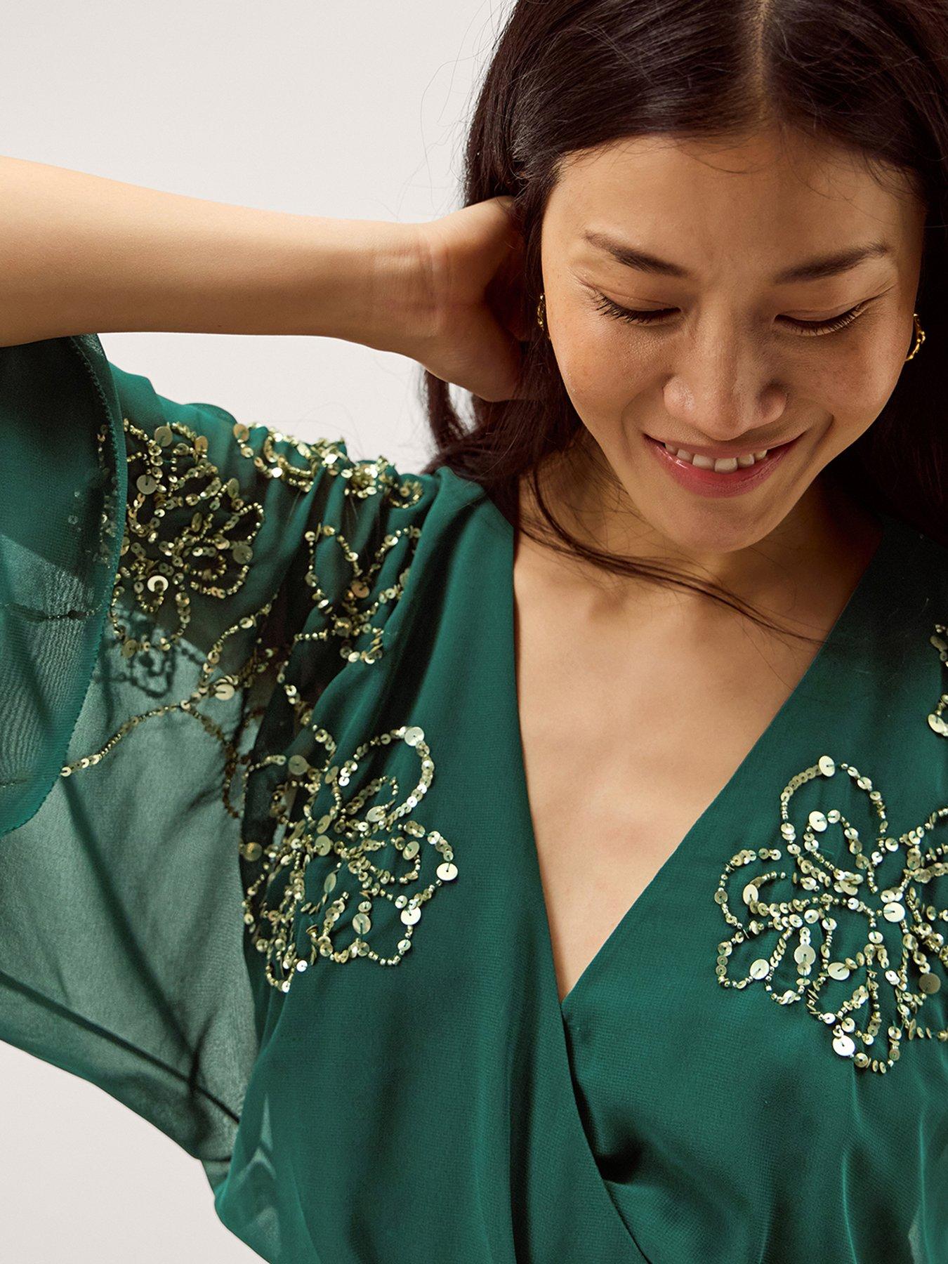  image of monsoon-skyla-wrap-dress-green