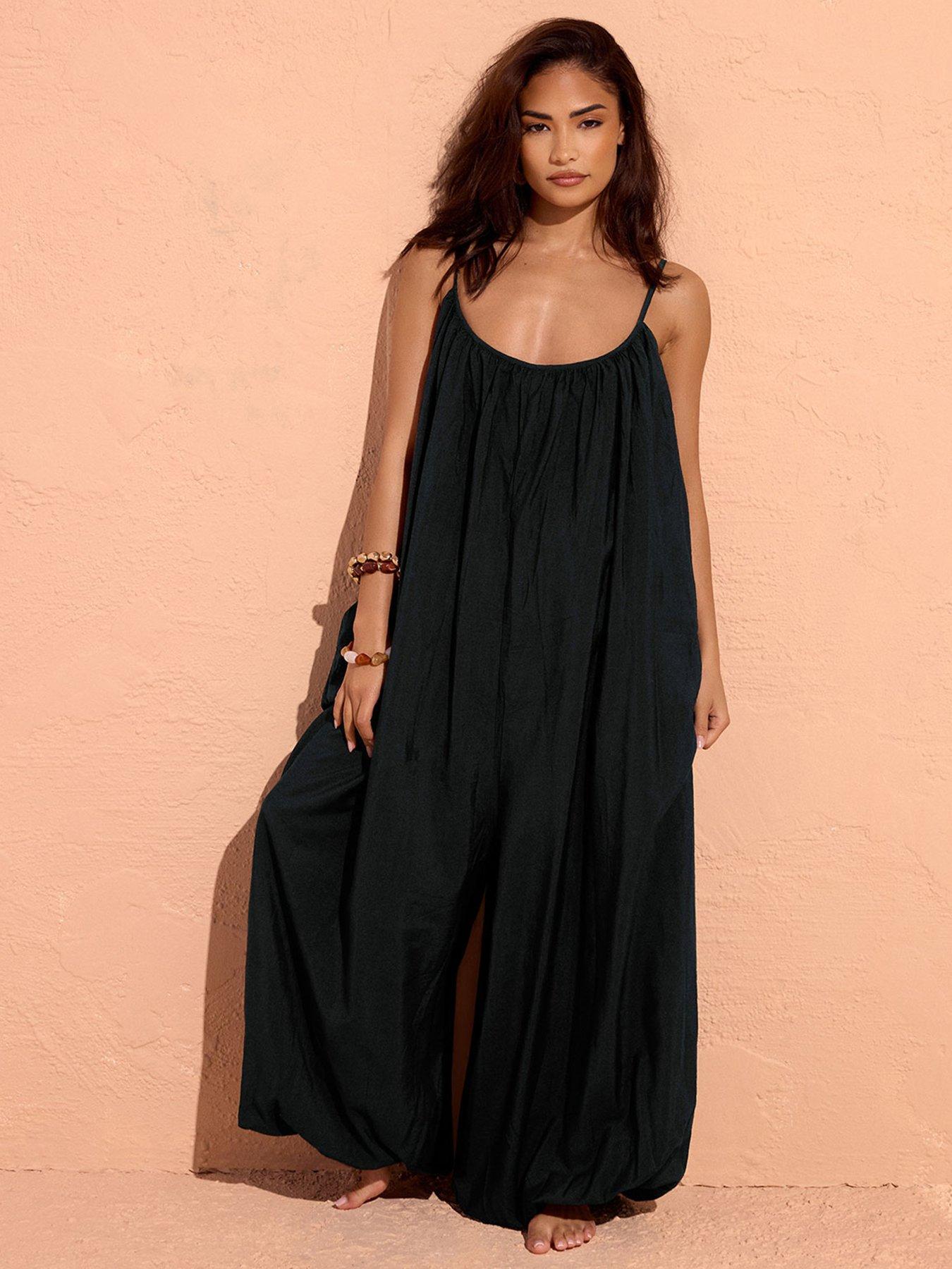 PixieGirl Petite Balloon Detail Jumpsuit - Black