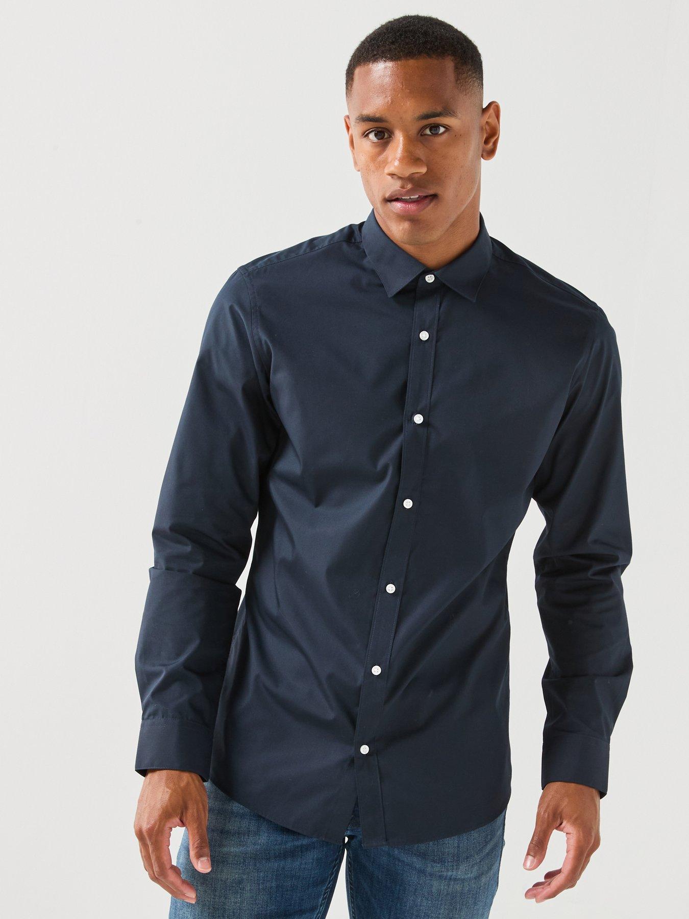 Jack & Jones Joe Long Sleeve Plain Shirt - Navy Blazer