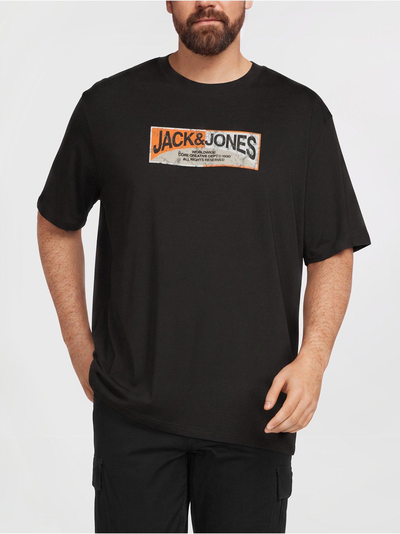 Image 1 of 5 of Jack & Jones Mens Plus Size Graphic Regular Fit T-Shirt - Black