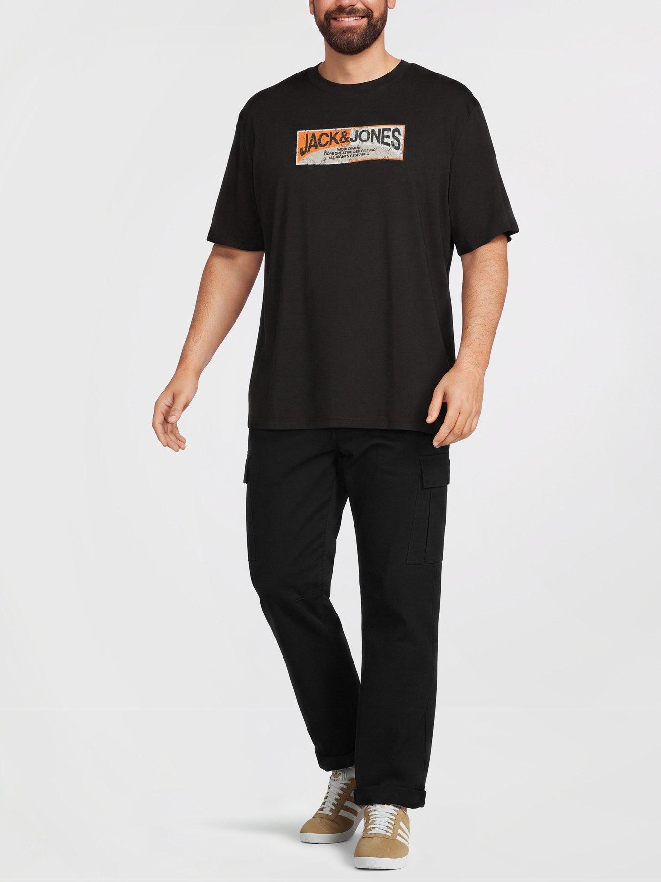 Image 3 of 5 of Jack & Jones Mens Plus Size Graphic Regular Fit T-Shirt - Black