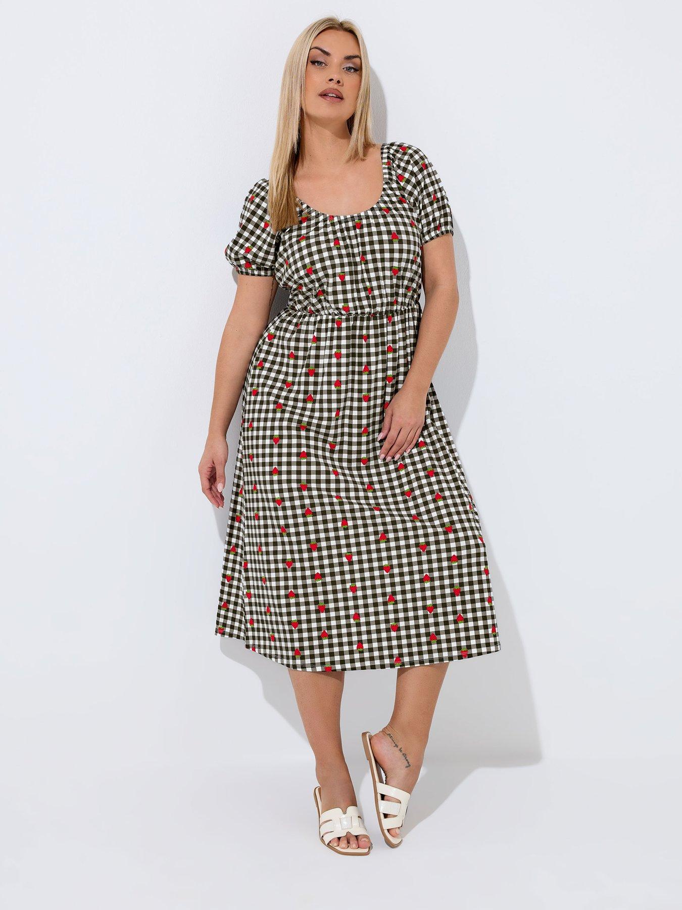 Image 1 of 5 of Yours Curve Gingham Bardot Dress