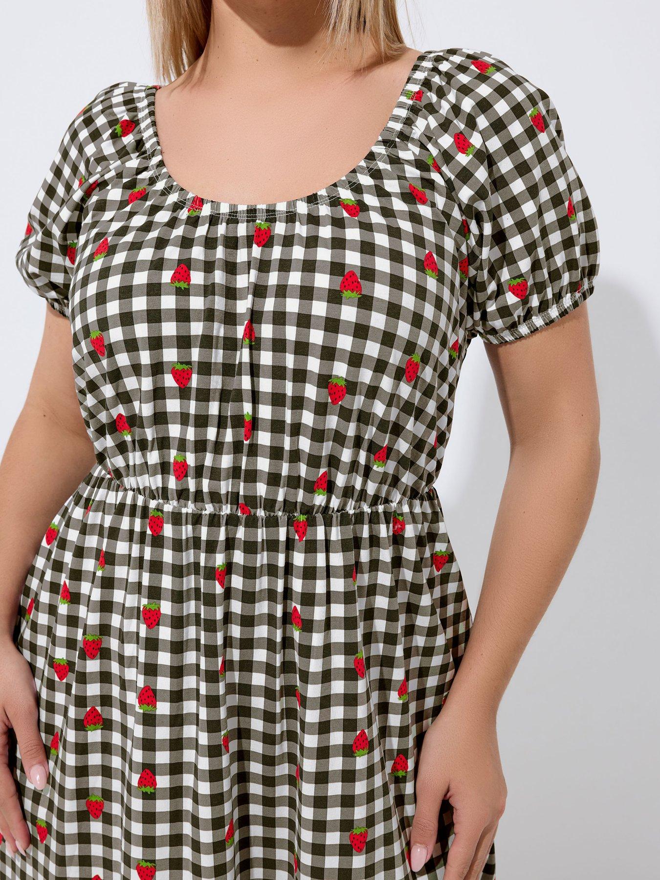 Image 4 of 5 of Yours Curve Gingham Bardot Dress