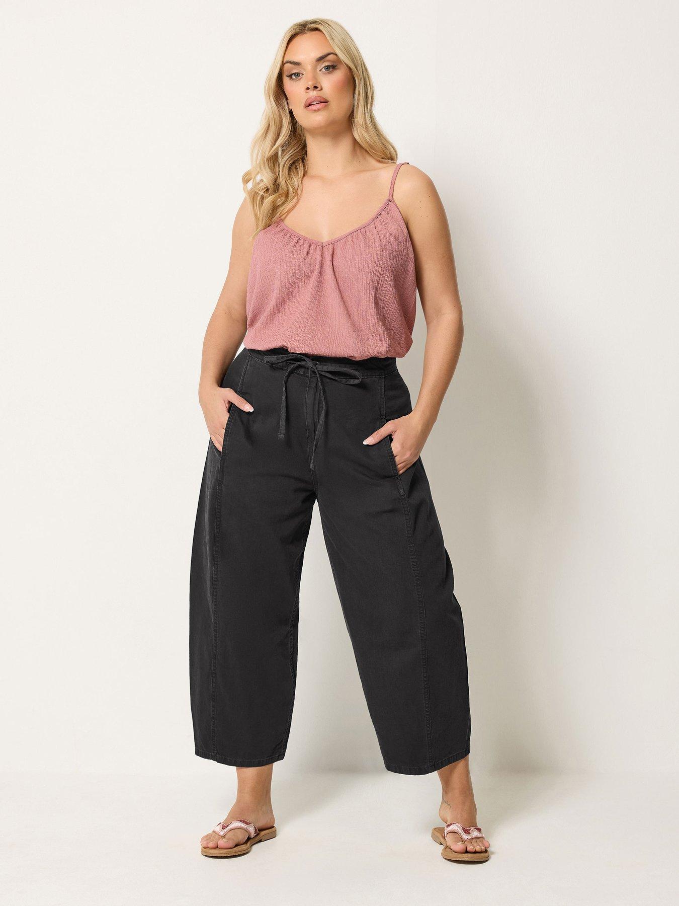 Image 3 of 4 of Yours Curve Barrel Leg Crop Trouser - Black