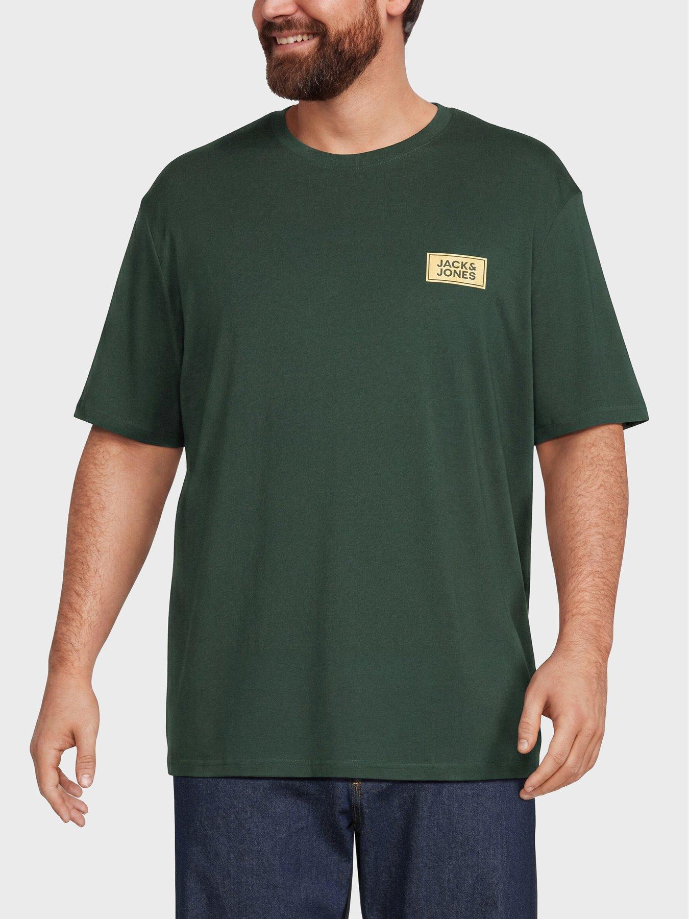 Jack & Jones Men's Plus Size Short Sleeve T-Shirt with Chest Logo - Green
