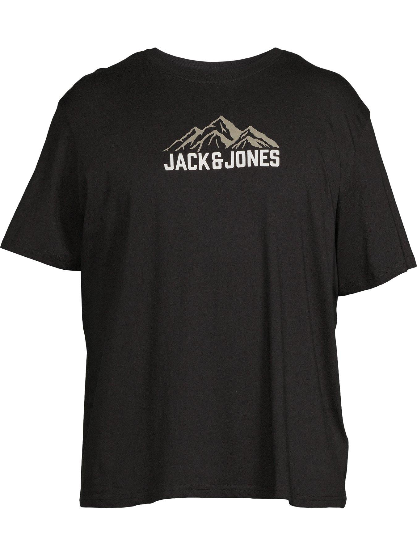 Image 5 of 5 of Jack & Jones Men's Plus Size Mountain Graphic Roche T-Shirt - Black