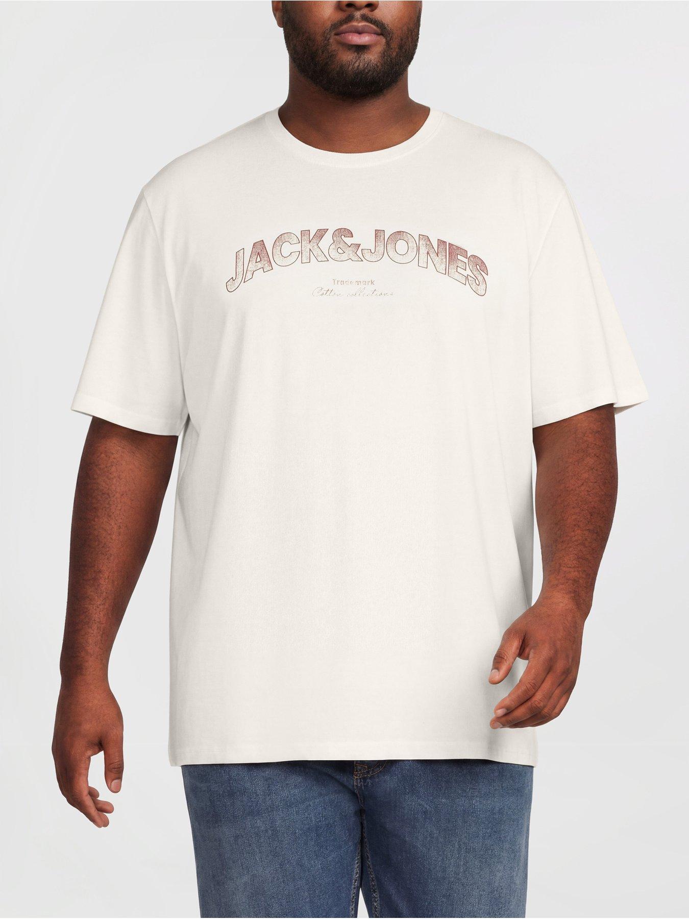Image 2 of 5 of Jack & Jones Plus Avery Crew Neck 3 Pack T-Shirt - Cloud Dancer