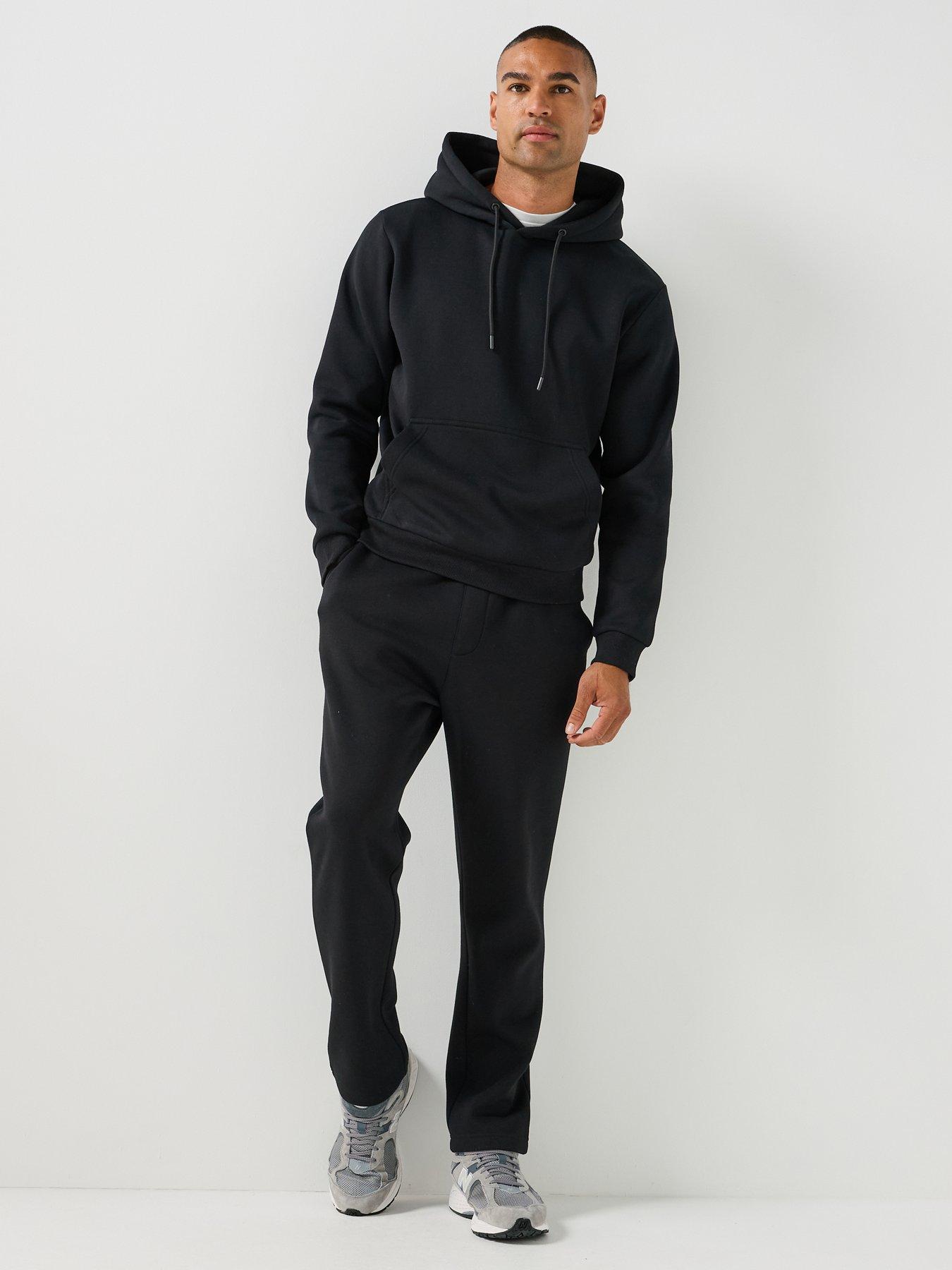 Image 3 of 6 of Jack & Jones Mens Tracksuit Set With Hoodie And Tapered Joggers - Black