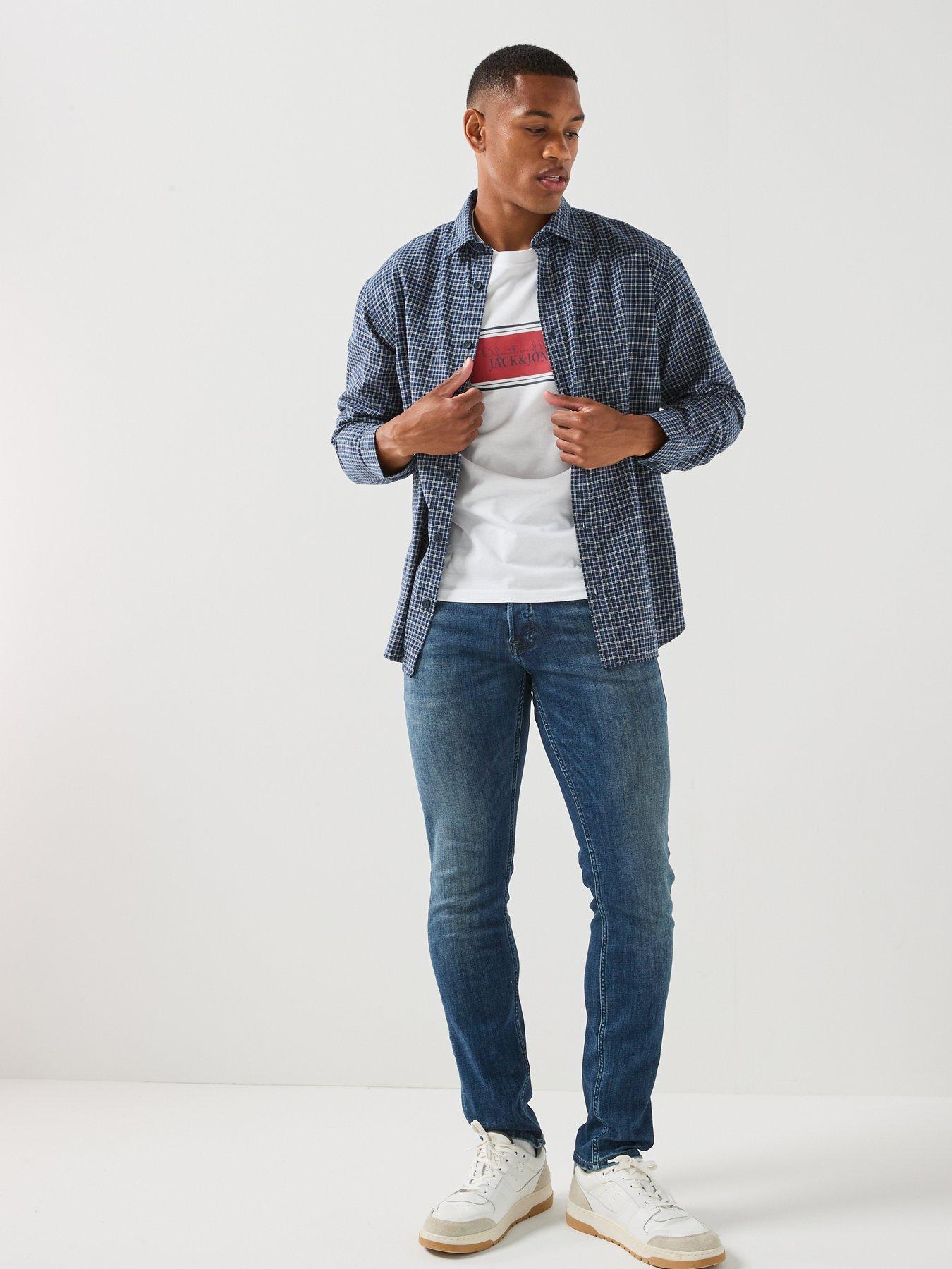 Image 3 of 5 of Jack & Jones Carter Long Sleeve Check Shirt - Navy
