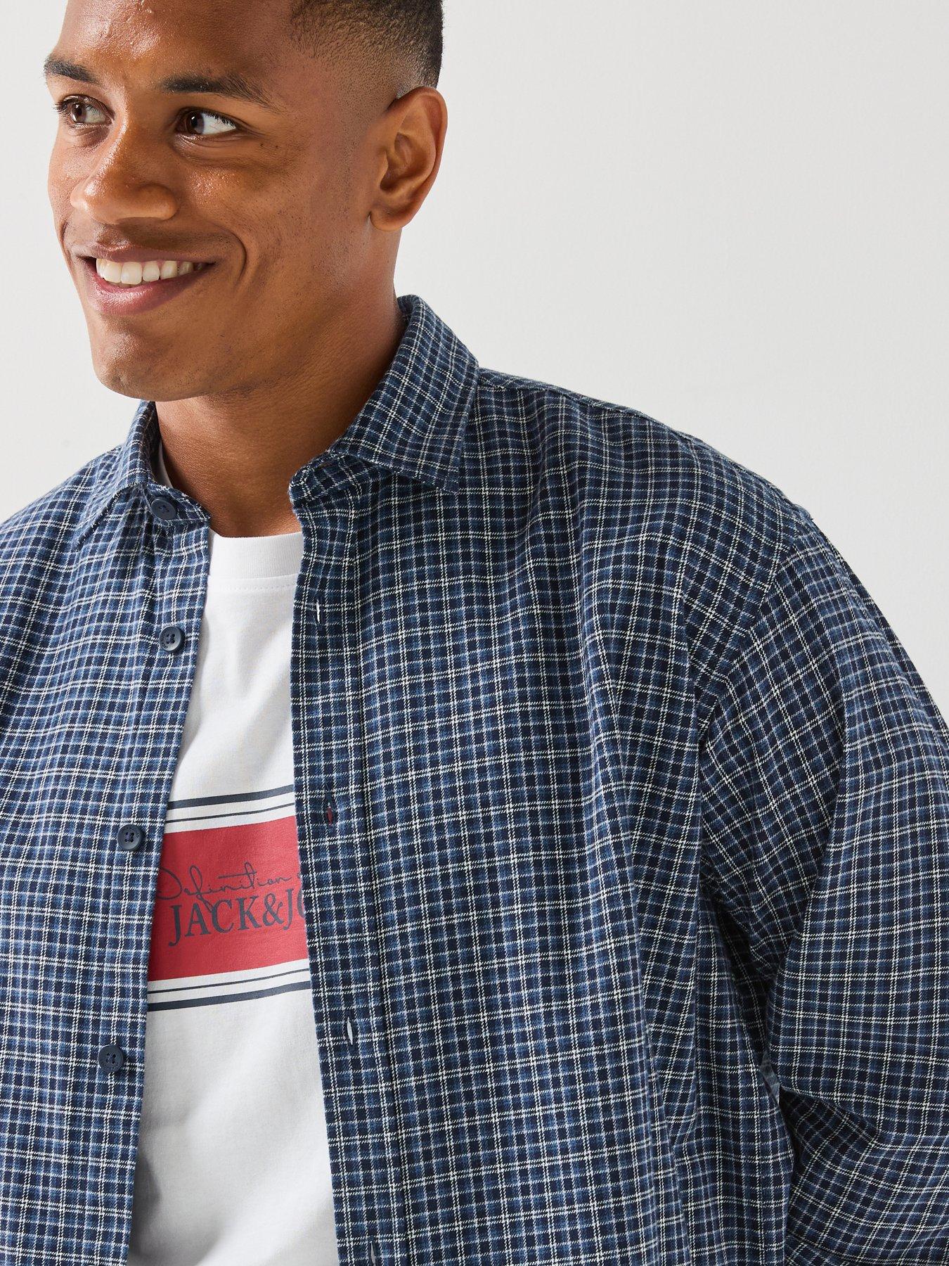 Image 4 of 5 of Jack & Jones Carter Long Sleeve Check Shirt - Navy