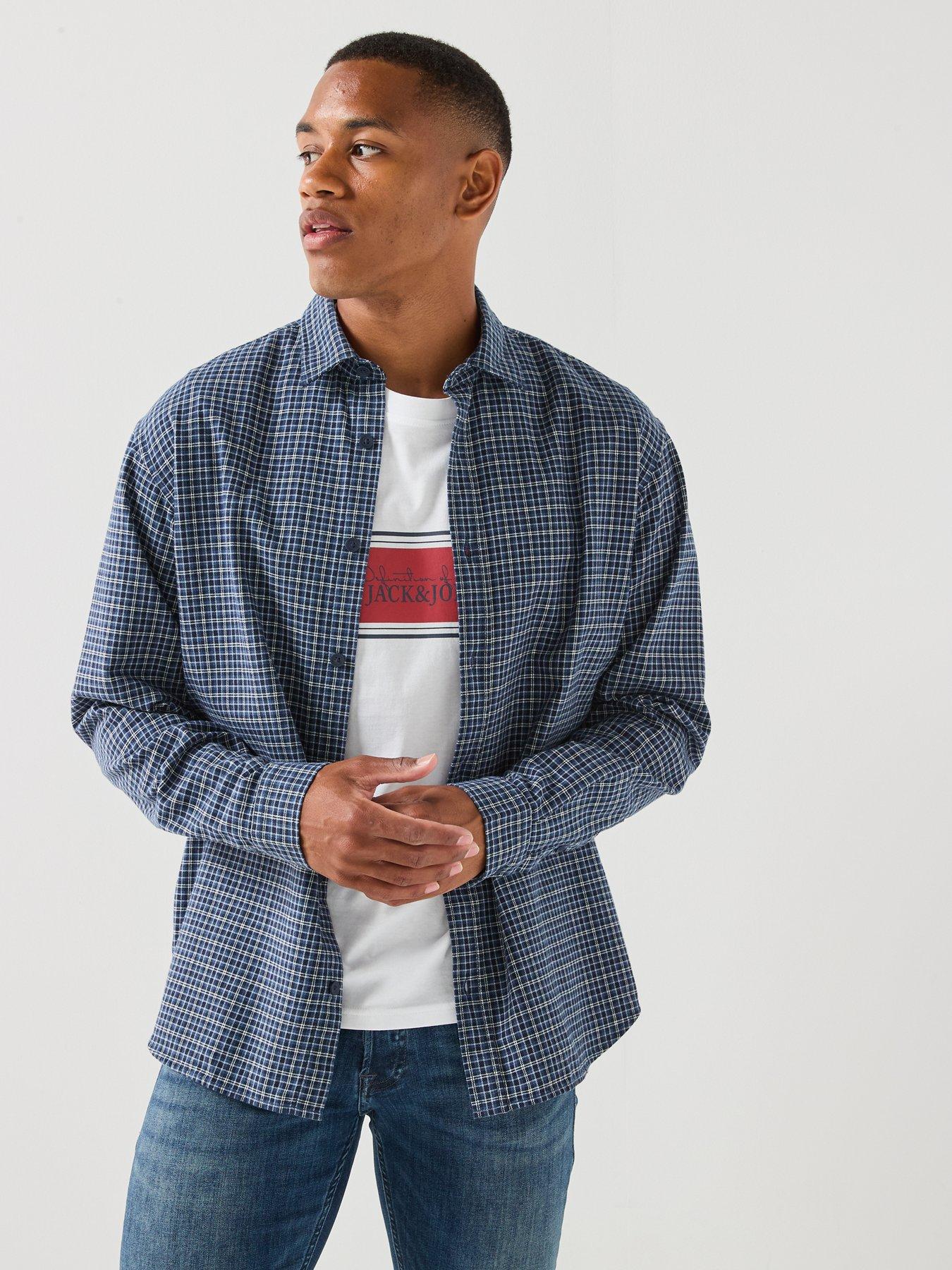 Image 5 of 5 of Jack & Jones Carter Long Sleeve Check Shirt - Navy