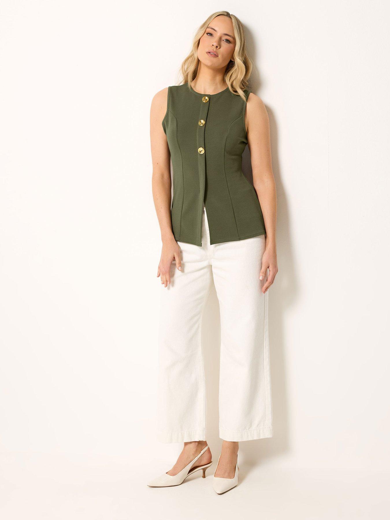 Image 3 of 5 of Long Tall Sally Tall Button Textured Waistcoat