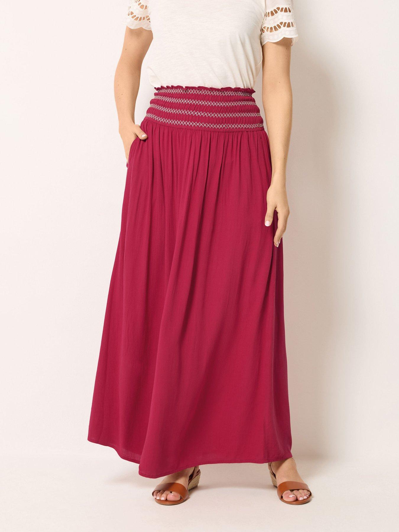 Image 3 of 4 of Long Tall Sally Waist Detail Maxi Skirt - Berry Red