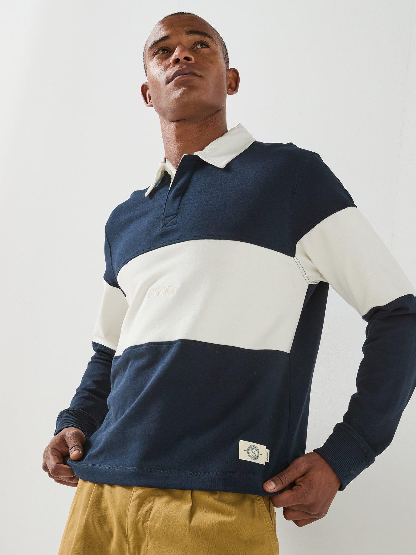 Jack & Jones Frederiksberg Blocking Rugby Sweat Polo Shirt - Navy