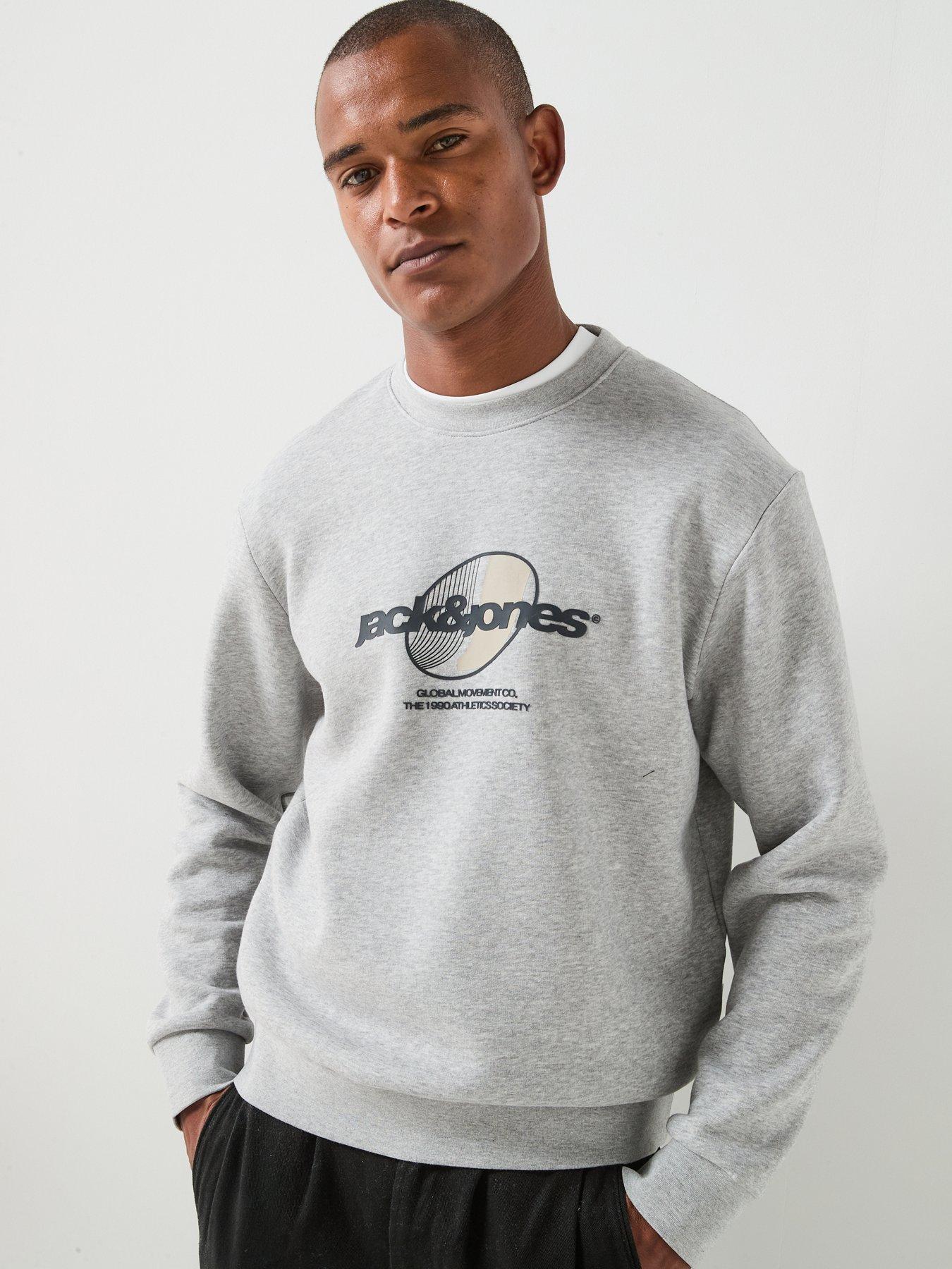 Jack & Jones Club Branding Crew Sweat - Light Grey