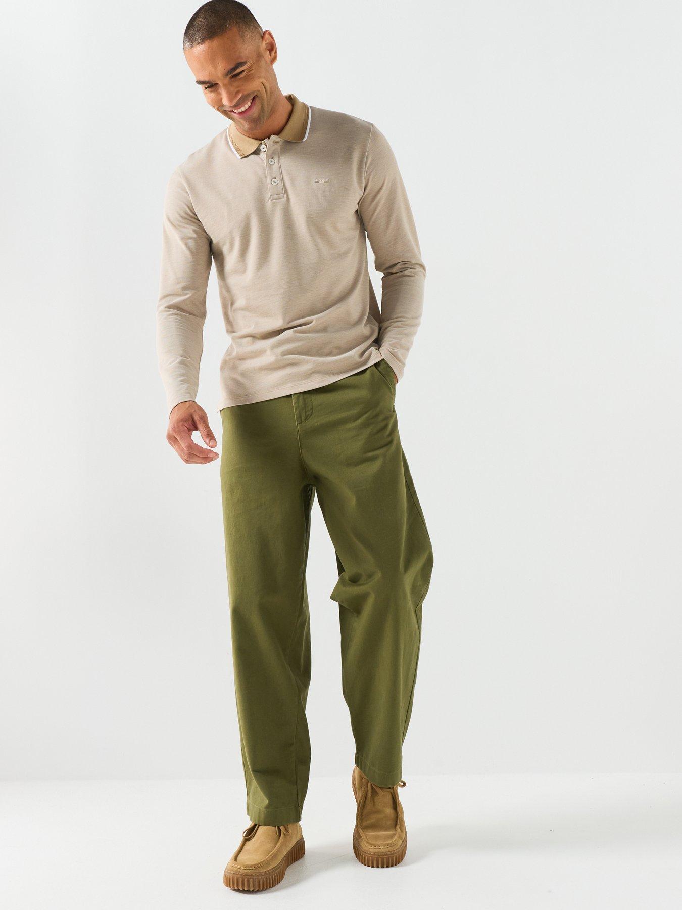 Image 3 of 5 of Jack & Jones Mens Long Sleeve Contrast Collar Polo Shirt - Petrified Oak