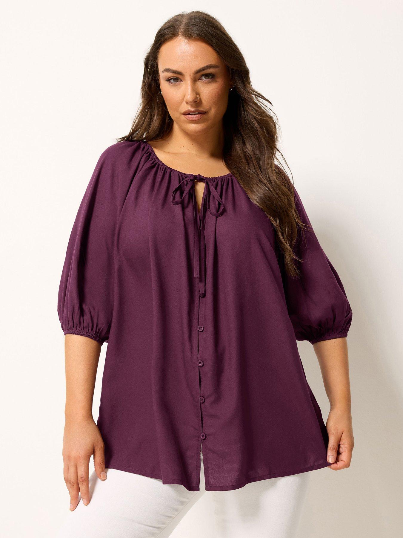 Yours Curve 3/4 Sleeve Gypsy Top - Purple