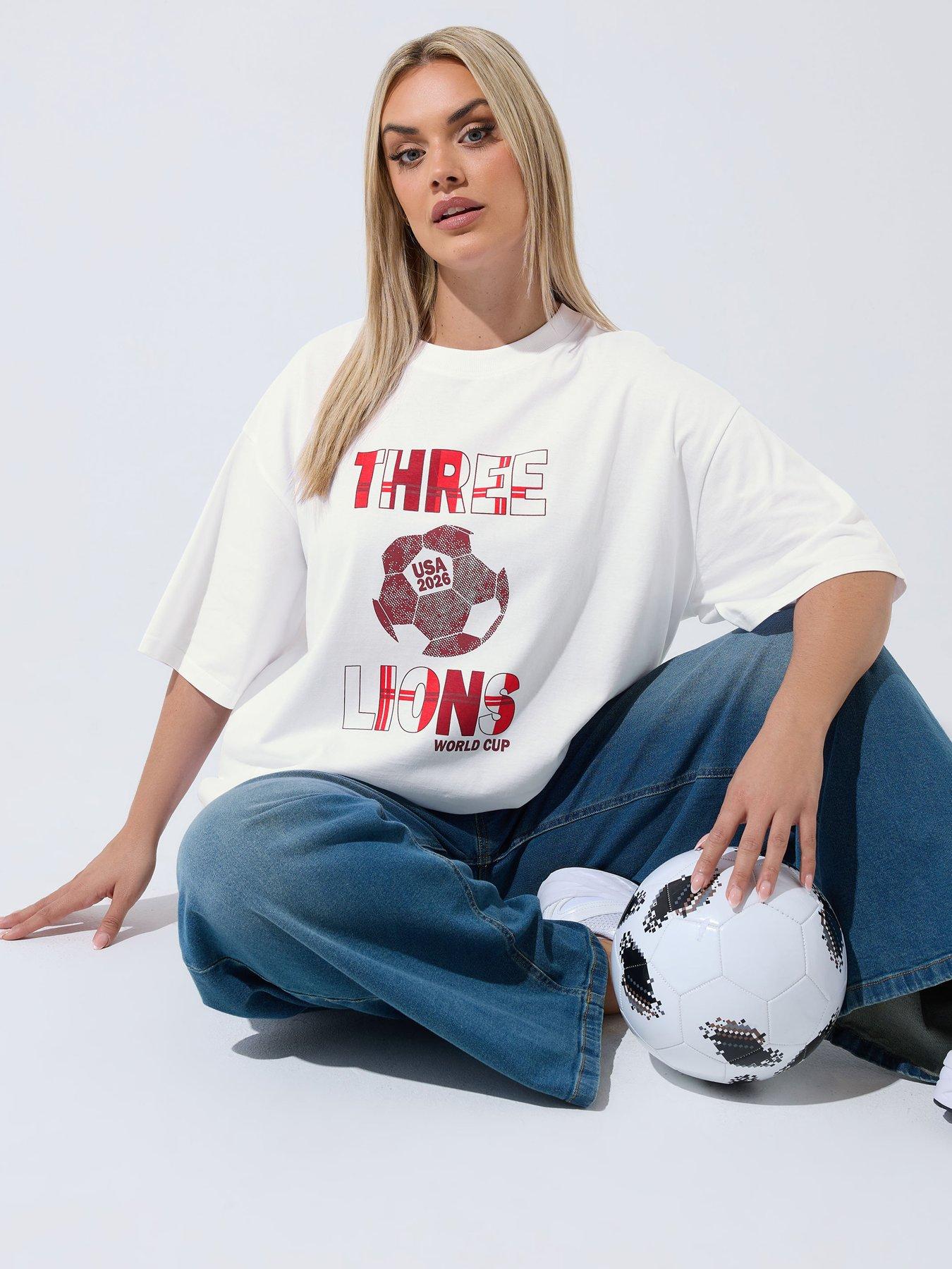 Image 1 of 5 of Yours Curve Three Lions T-Shirt - White