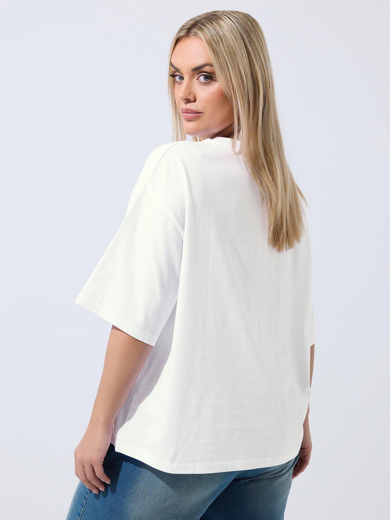 Image 2 of 5 of Yours Curve Three Lions T-Shirt - White
