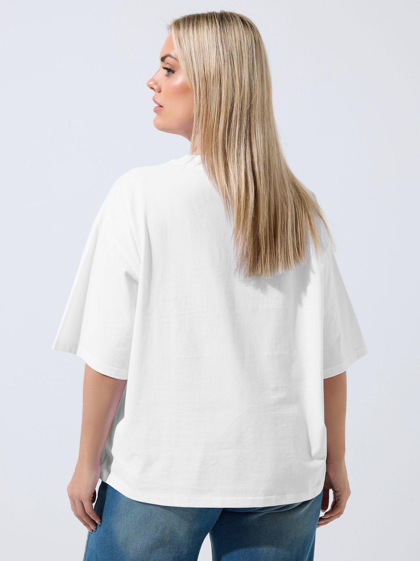 Image 2 of 5 of Yours Curve 'It's Coming Home' T-Shirt - White