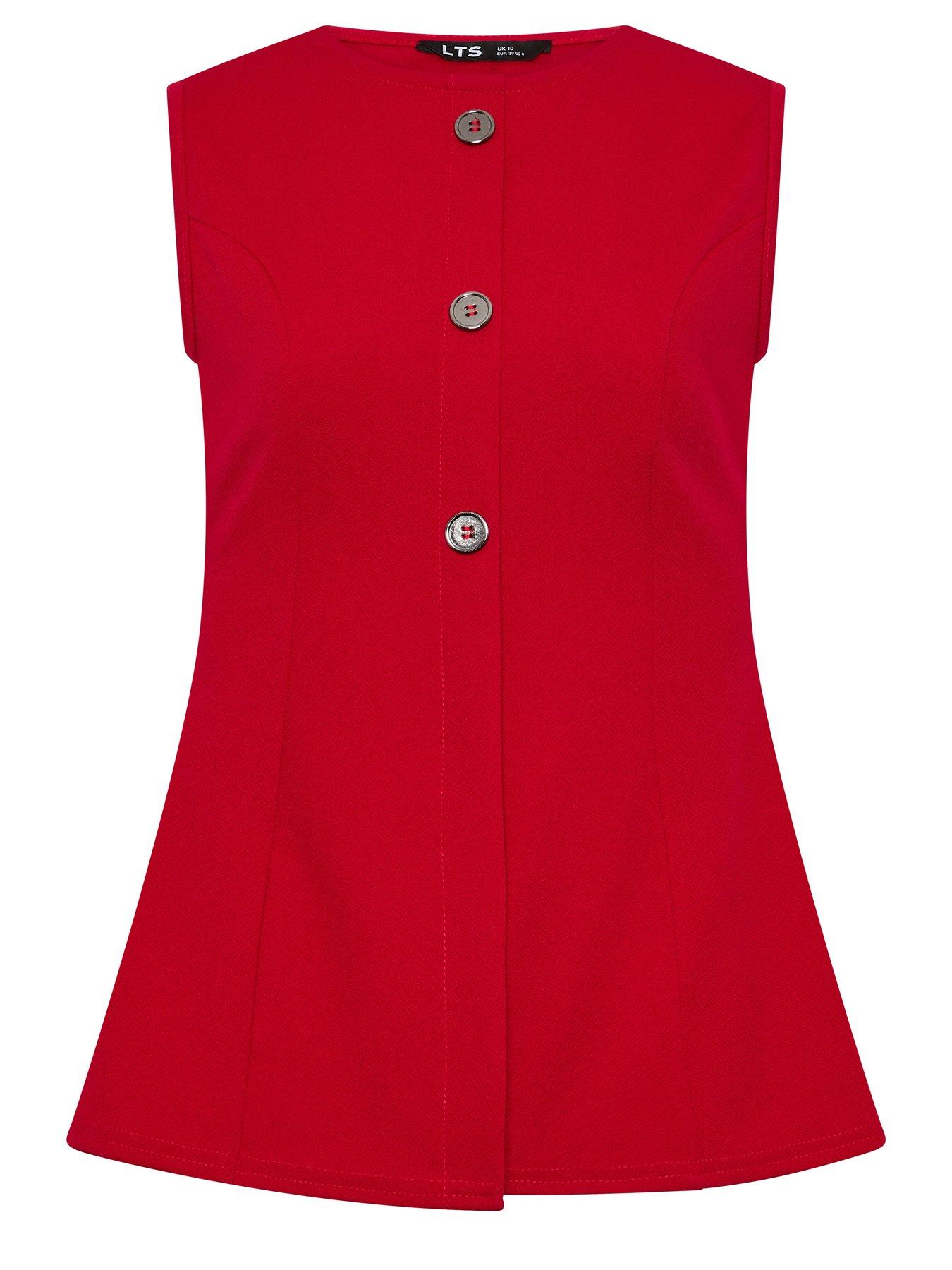 Image 5 of 5 of Long Tall Sally Button Textured Waistcoat - Red