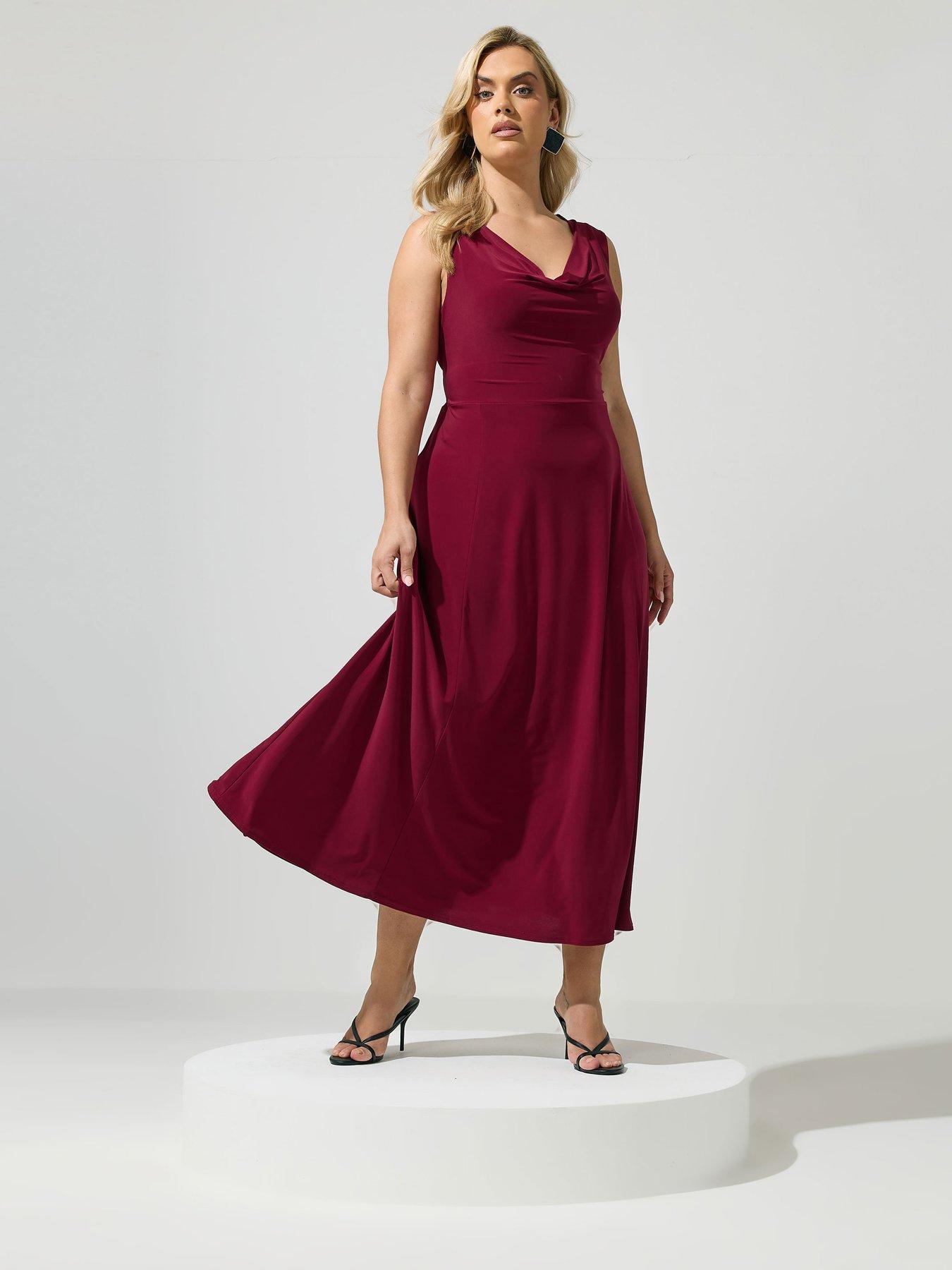 Yours Curve Ity Cowl Lace Up Maxi Dress