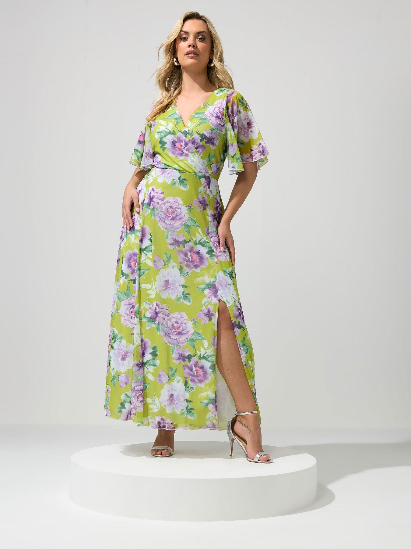 Yours YOURS LONDON Curve Floral Wrap Dress - Green
