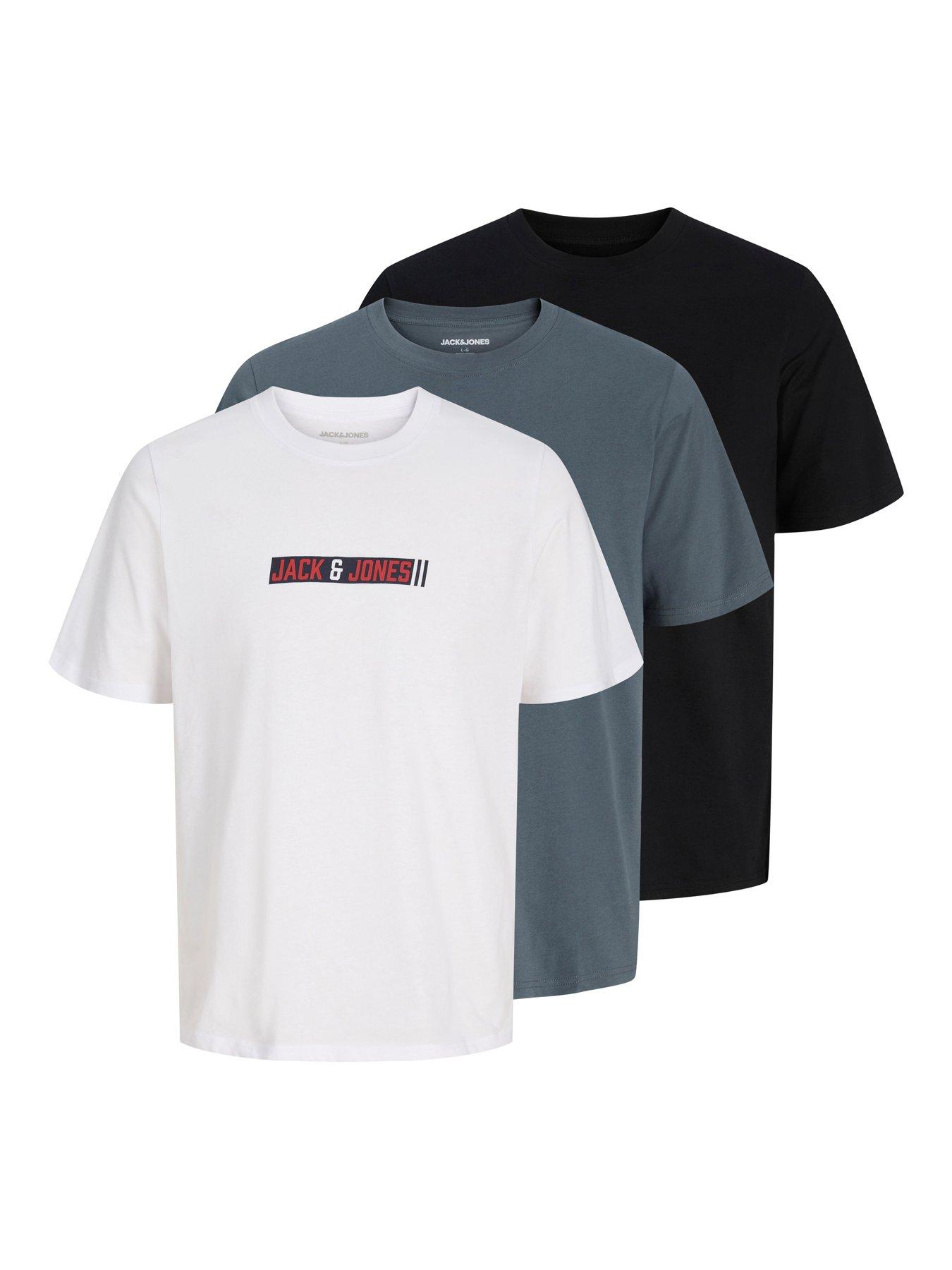 Image 1 of 6 of Jack & Jones Aero Crew Neck 3 Pack T-Shirt - White