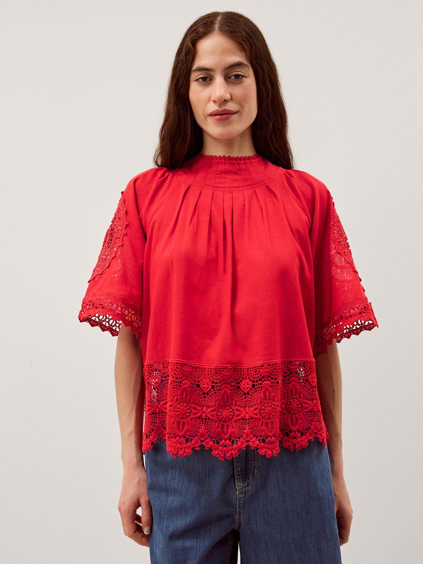 Image 1 of 5 of Monsoon Emory Lace Top - Red