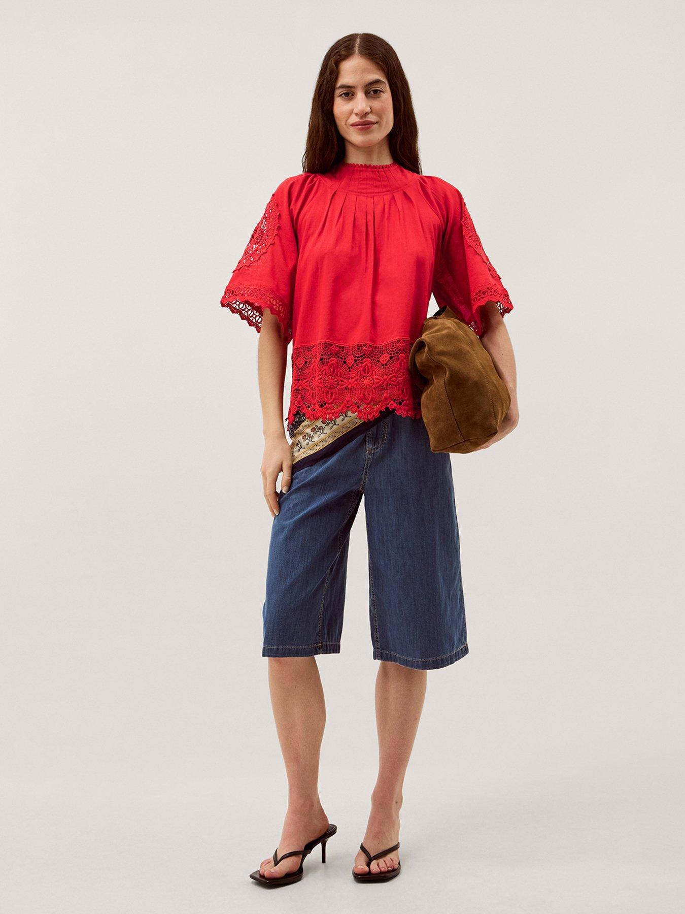 Image 3 of 5 of Monsoon Emory Lace Top - Red