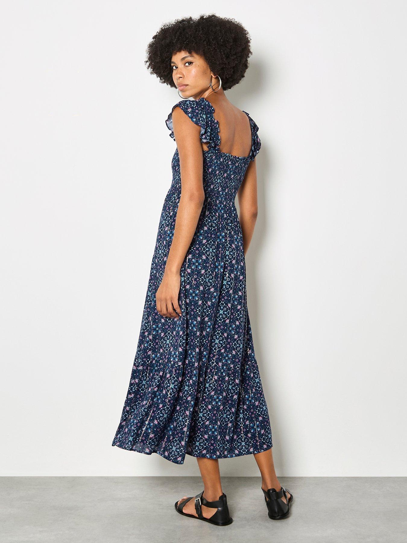 Image 2 of 5 of Apricot Ruffle Strap Tiered Midi Dress