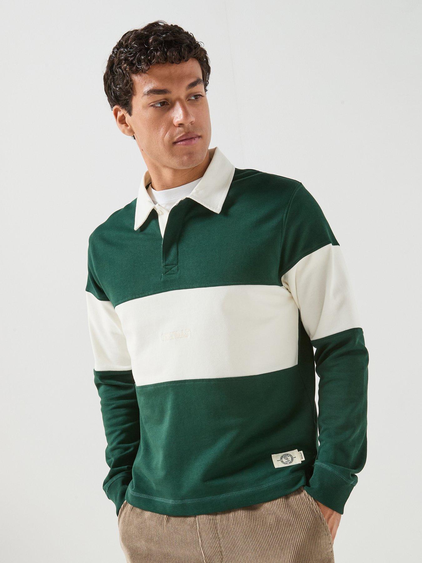 Image 1 of 6 of Jack & Jones Frederiksberg Blocking Rugby Polo Shirt - Green