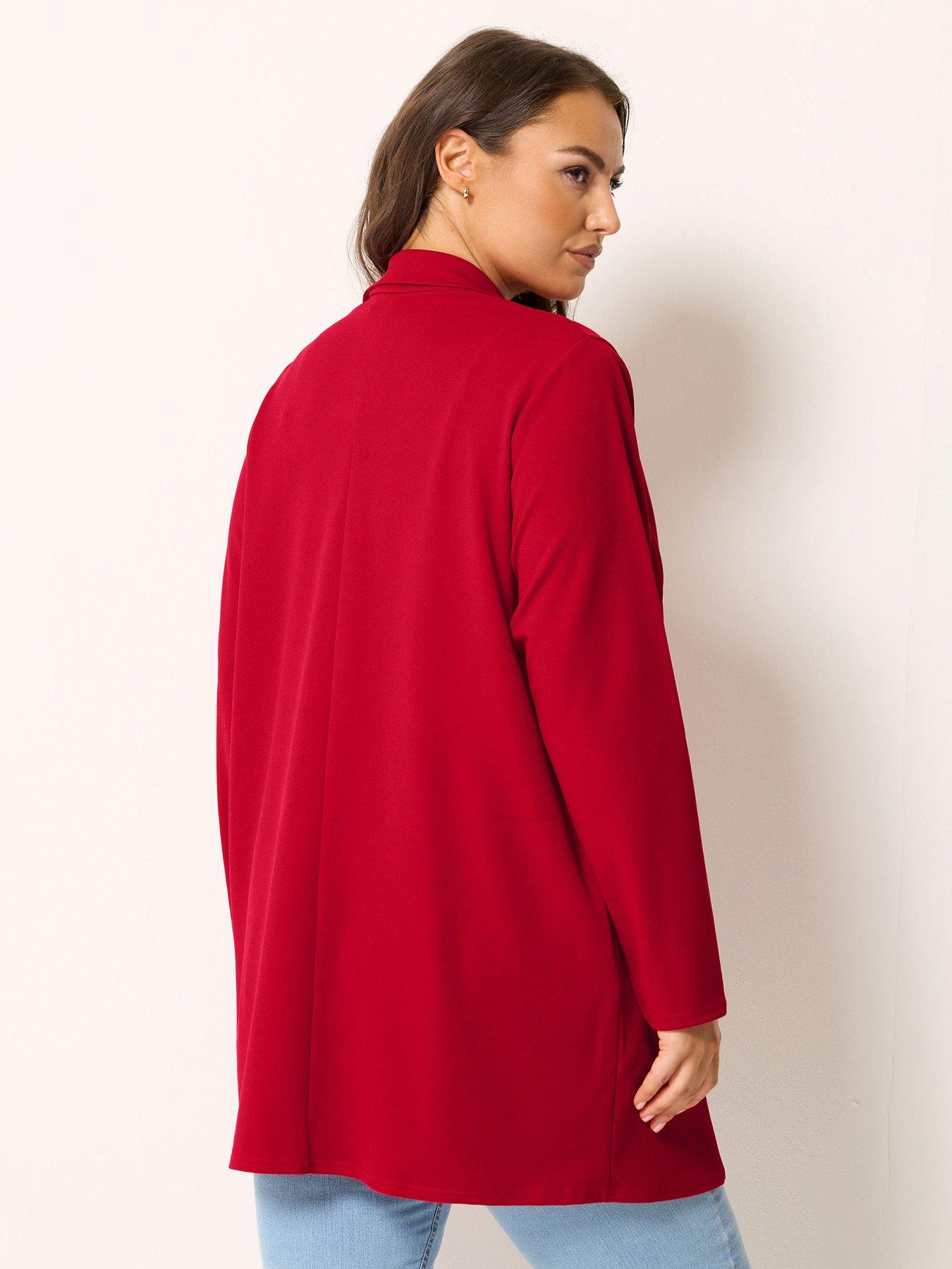 Image 2 of 4 of Yours Curve Longline Jersey Blazer - Red