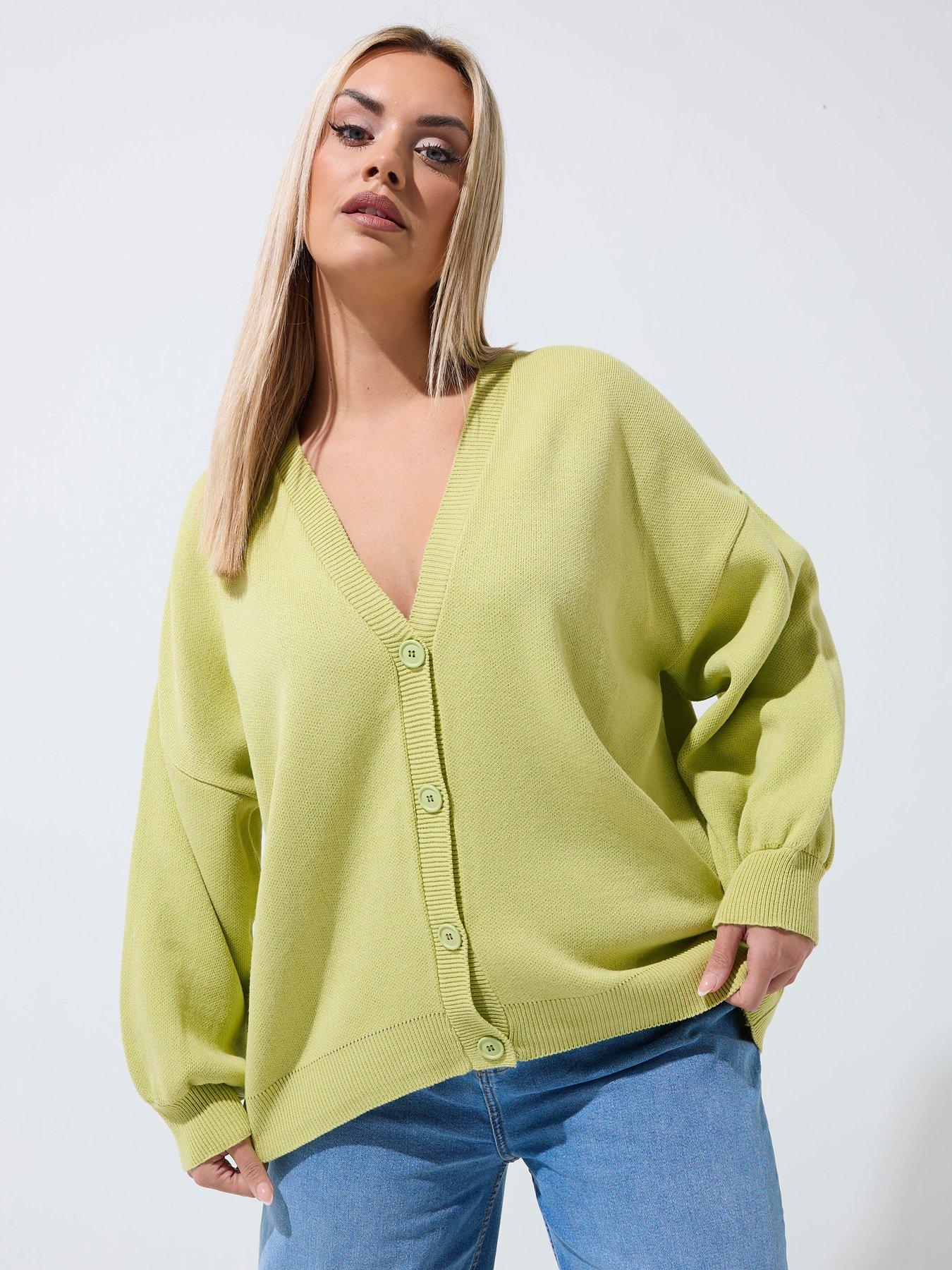 Yours Curve Balloon Sleeve Cardigan - White