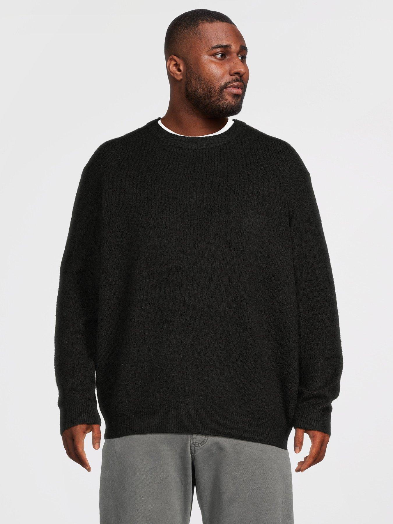 Image 1 of 4 of Jack & Jones Mens Big &amp; Tall Loose Fit Crew Neck Jumper - Black