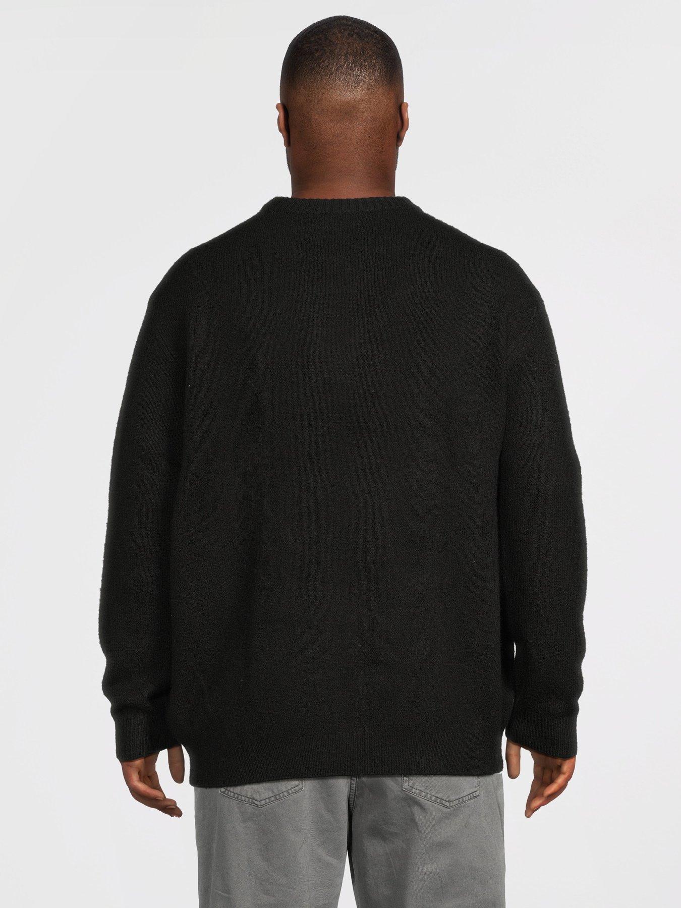 Image 2 of 4 of Jack & Jones Mens Big &amp; Tall Loose Fit Crew Neck Jumper - Black