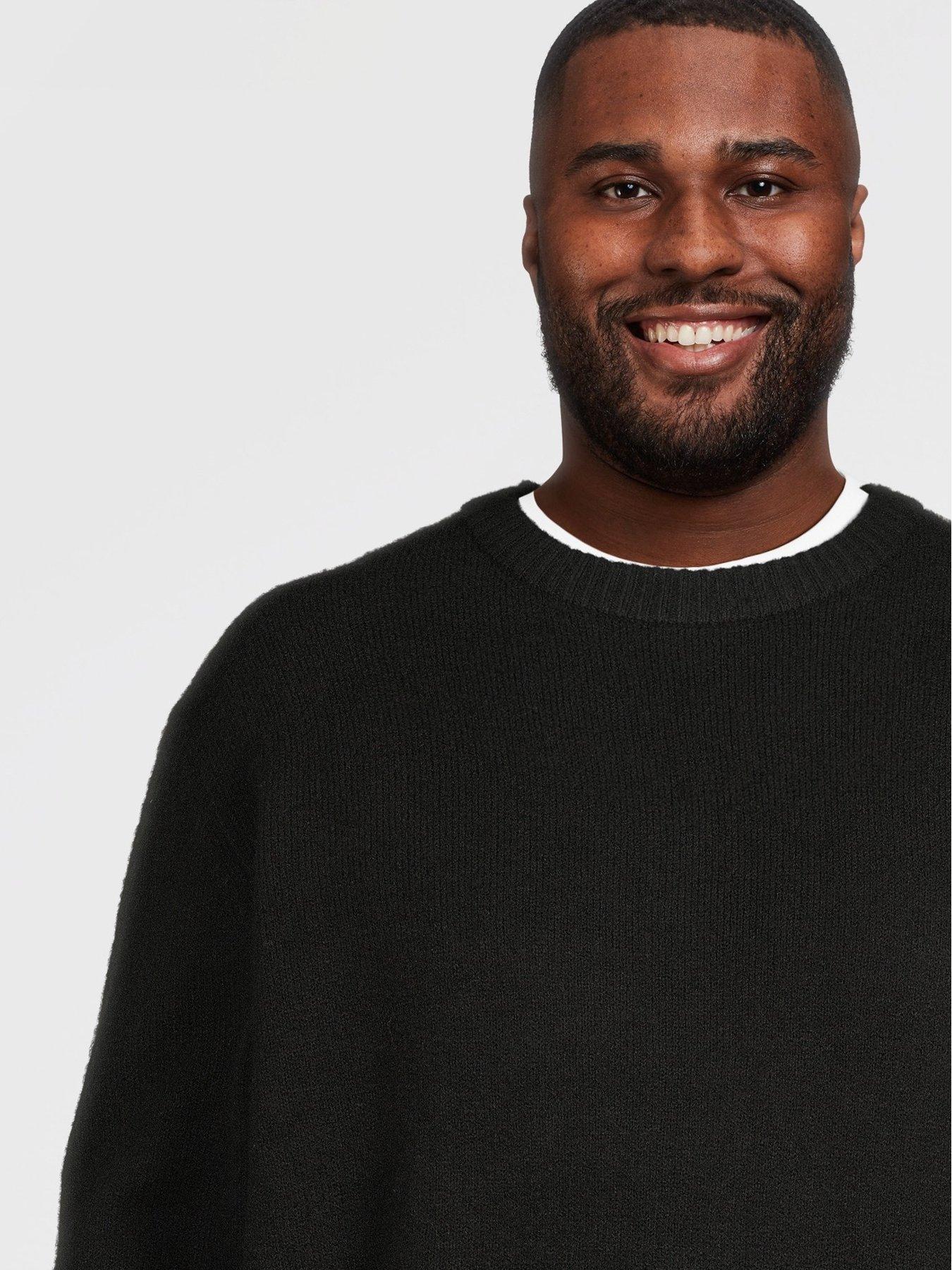 Image 4 of 4 of Jack & Jones Mens Big &amp; Tall Loose Fit Crew Neck Jumper - Black