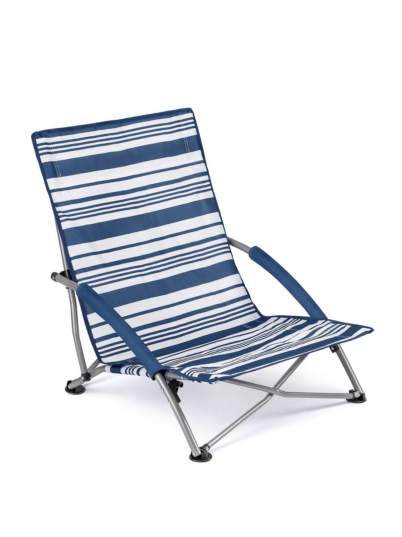 Trail Sisken Low Folding Beach Chair - Navy Stripe